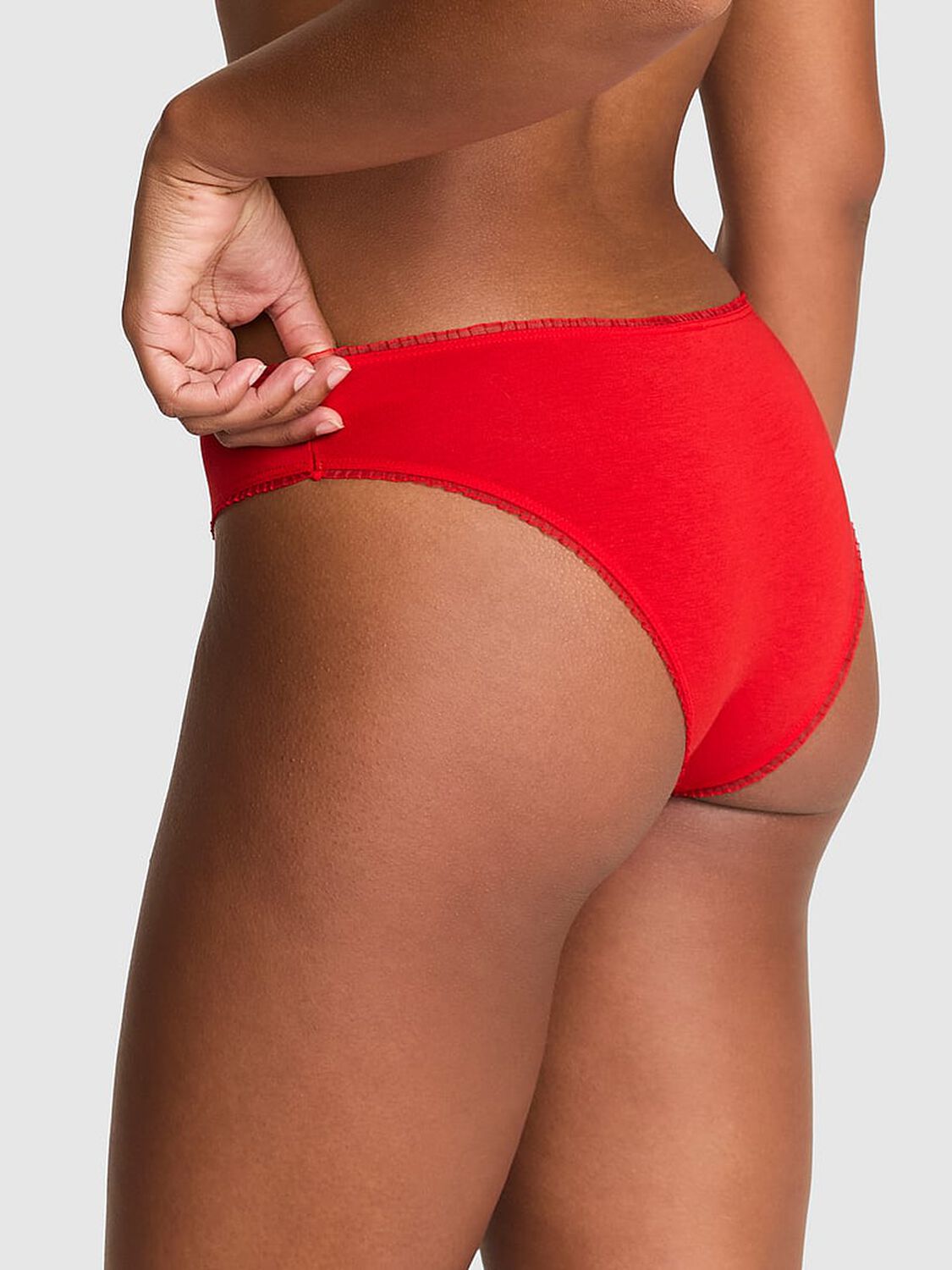 vs Pink Cotton Cheeky Panty Bright Vermillion You Wish Heart Mesh Graphic 2 of 3 