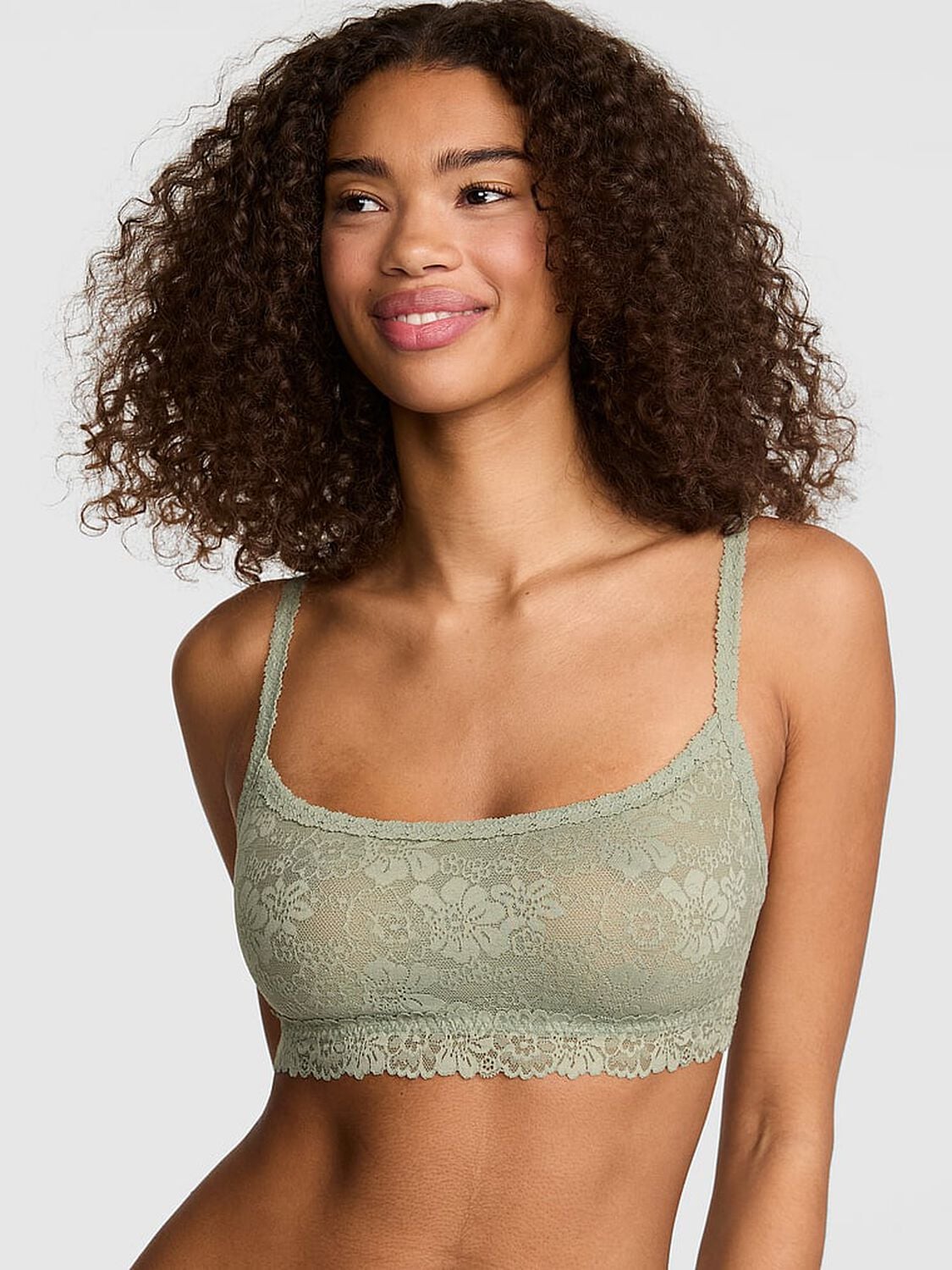 vs Pink Wink PINK Wink&trade; Unlined Scoop Bralette Slate Green 1 of 3 