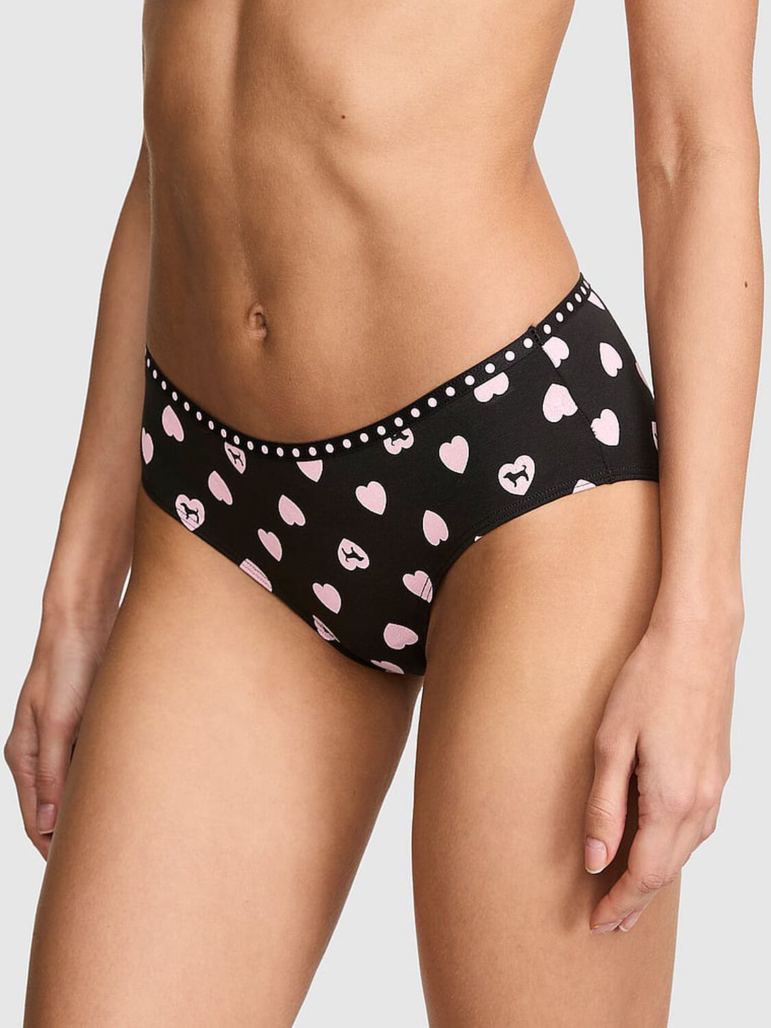 vs Pink Logo Hiphugger Panty Black Heart Dog Print 1 of 3 