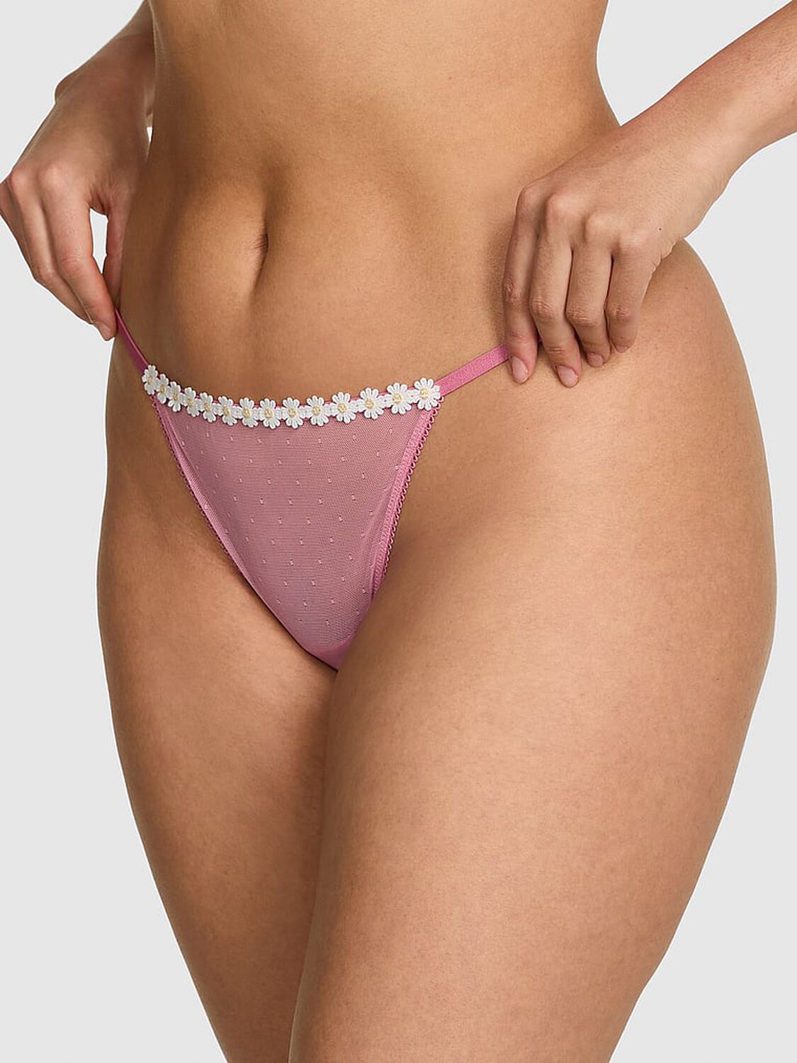 vs Pink Lace V-String Panty Cashmere Rose 1 of 4 