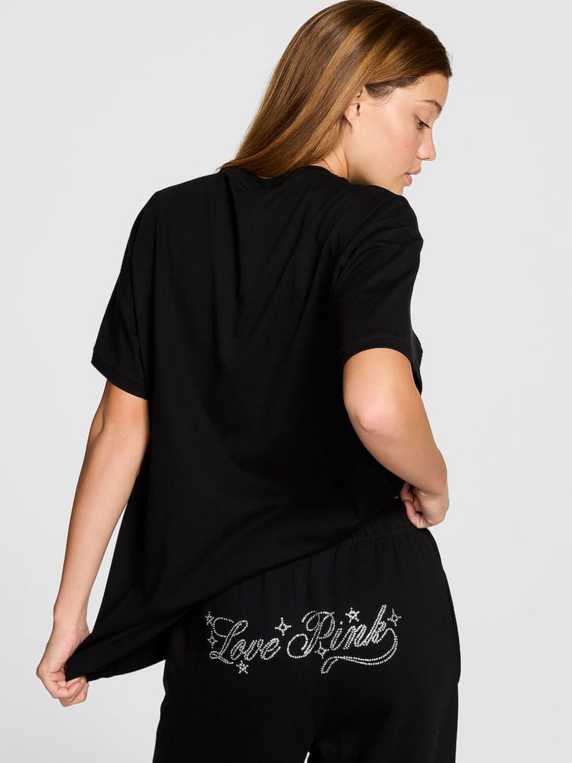 vs Pink Campus Cotton Tee Pure Black Ott Shine 2 of 2 