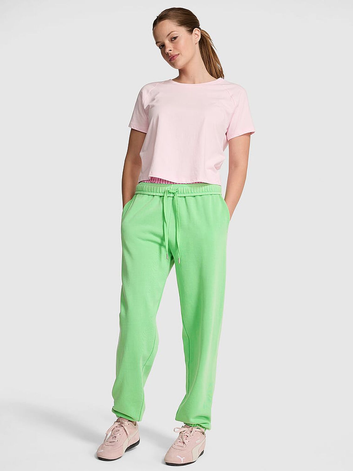 vs Pink Campus Fleece&trade;&nbsp;Sweatpants Graphic Green 1 of 4 