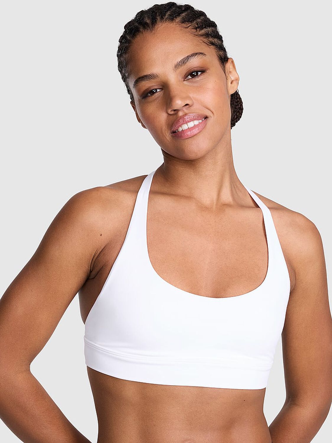 vs Pink PINK Relay&trade; Scoop T-Back Sports Bra White 1 of 3 