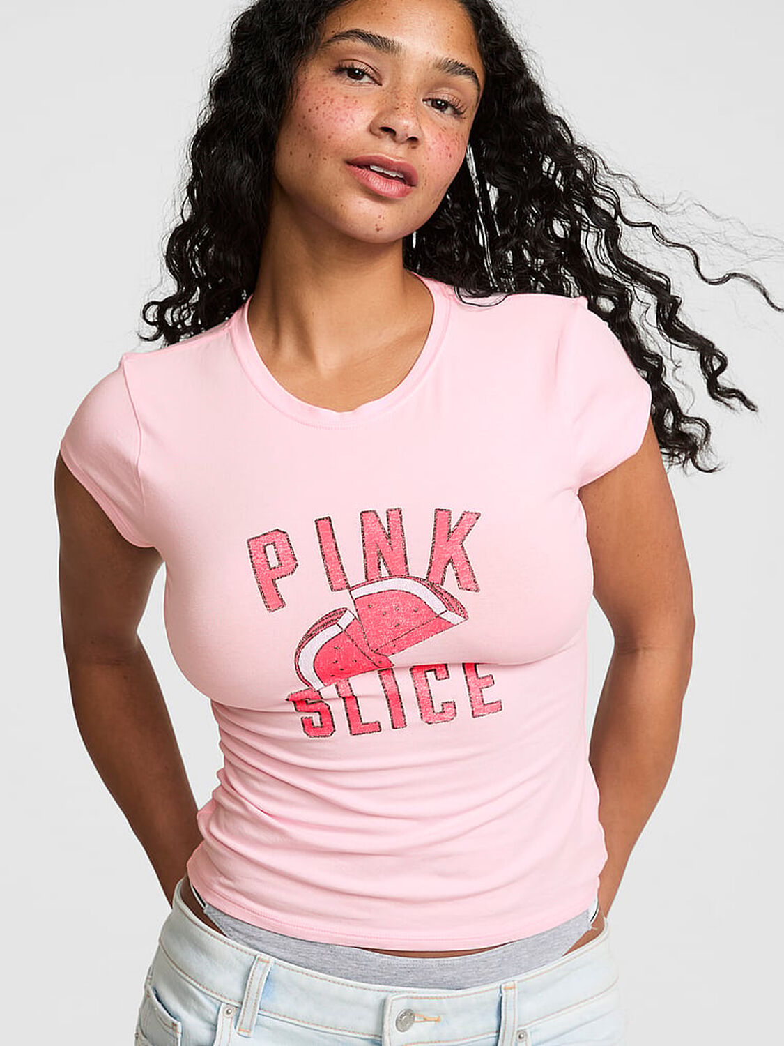 vs Pink Cotton Baby Tee Coconut Pink 1 of 3 