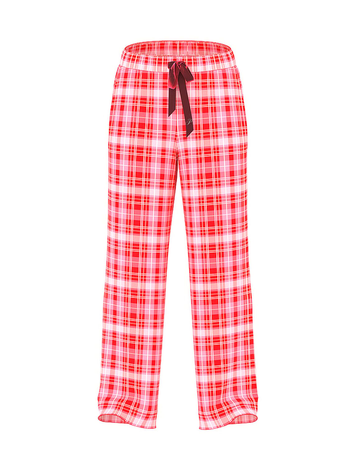 vs Pink Flannel Pajama Pants Bright Vermillion/Pink Lollipop Plaid 1 of 3 