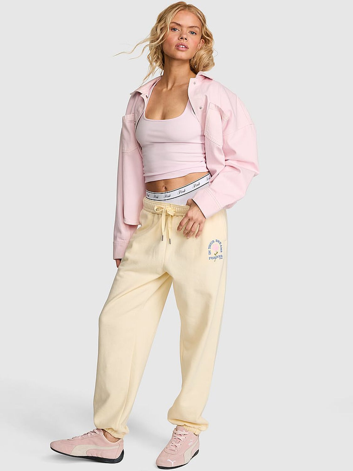 vs Pink Campus Fleece&trade; Sweatpants Palest Yellow 1 of 3 
