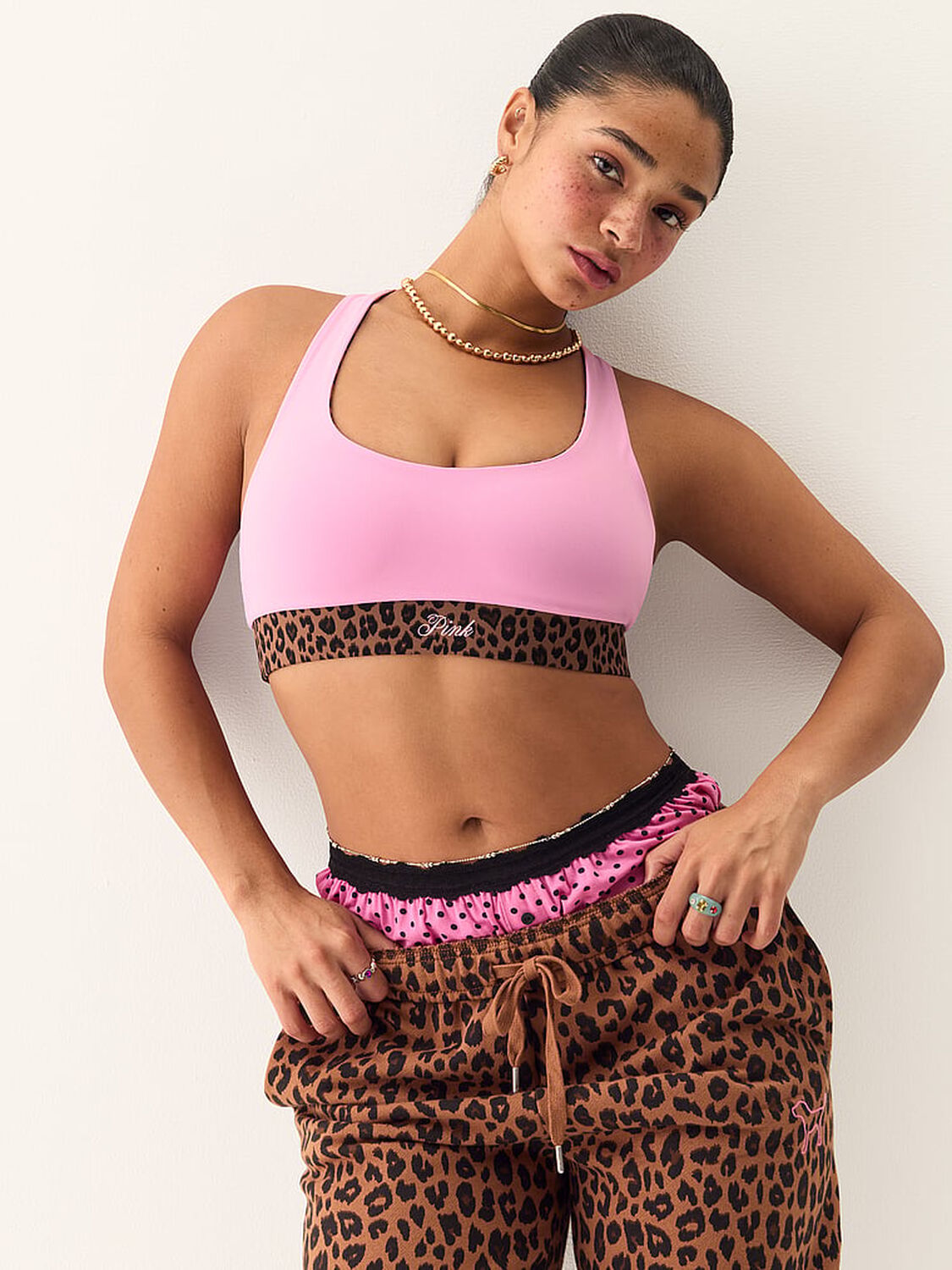 vs Pink PINK Relay&trade; Reversible Racerback Sports Bra Leopard 4 of 4 