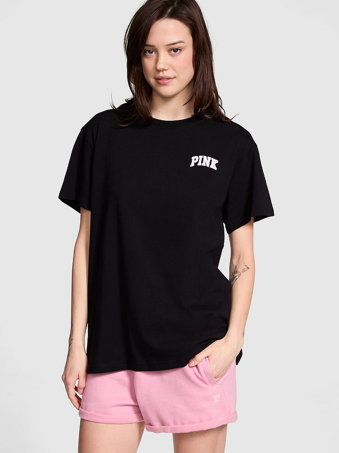 vs Pink Campus Cotton Tee Black 1 of 4 