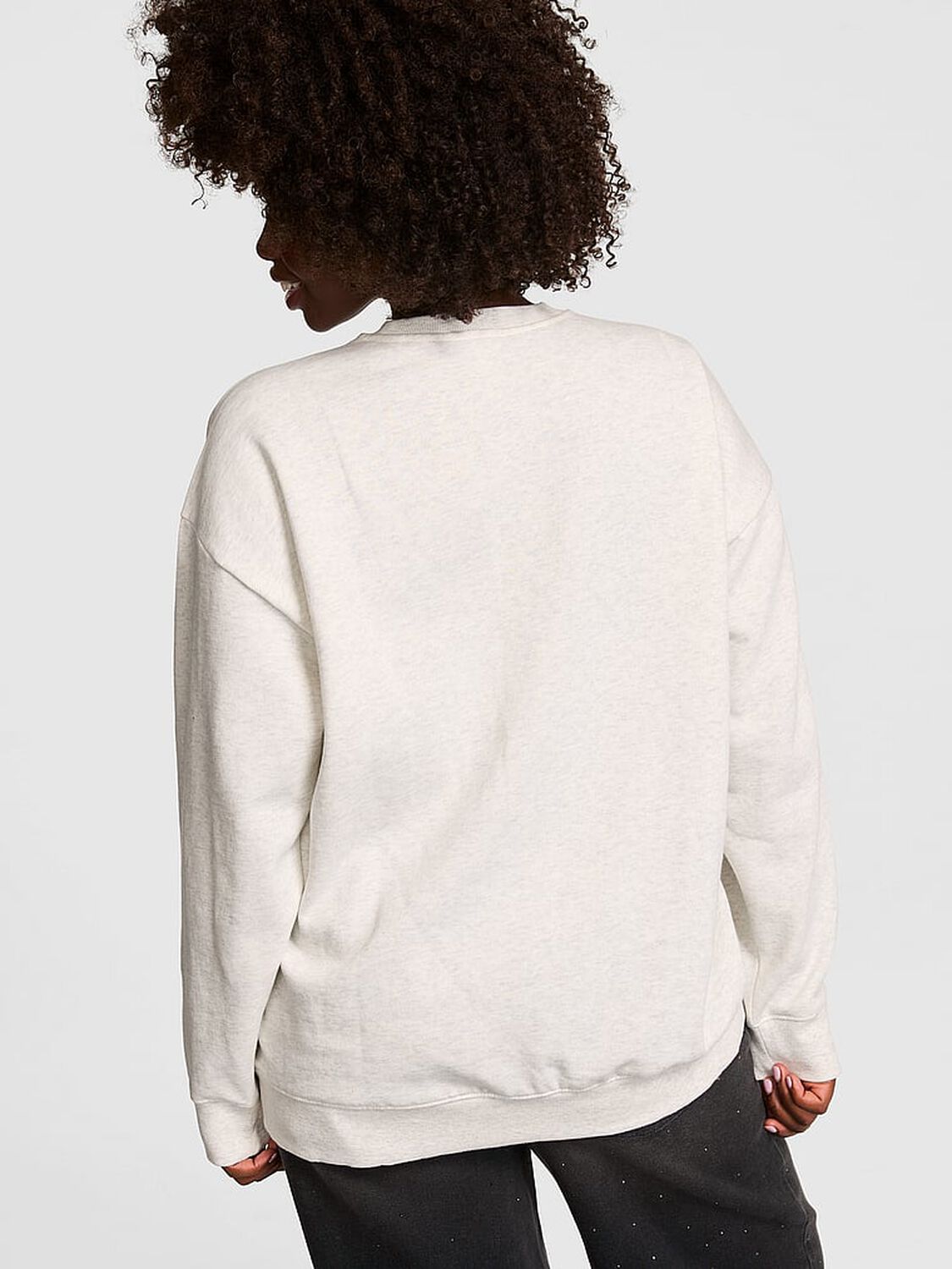 vs Pink Campus Fleece&trade; Oversized Crew Sweatshirt Snow Heather Vday 2 of 3 