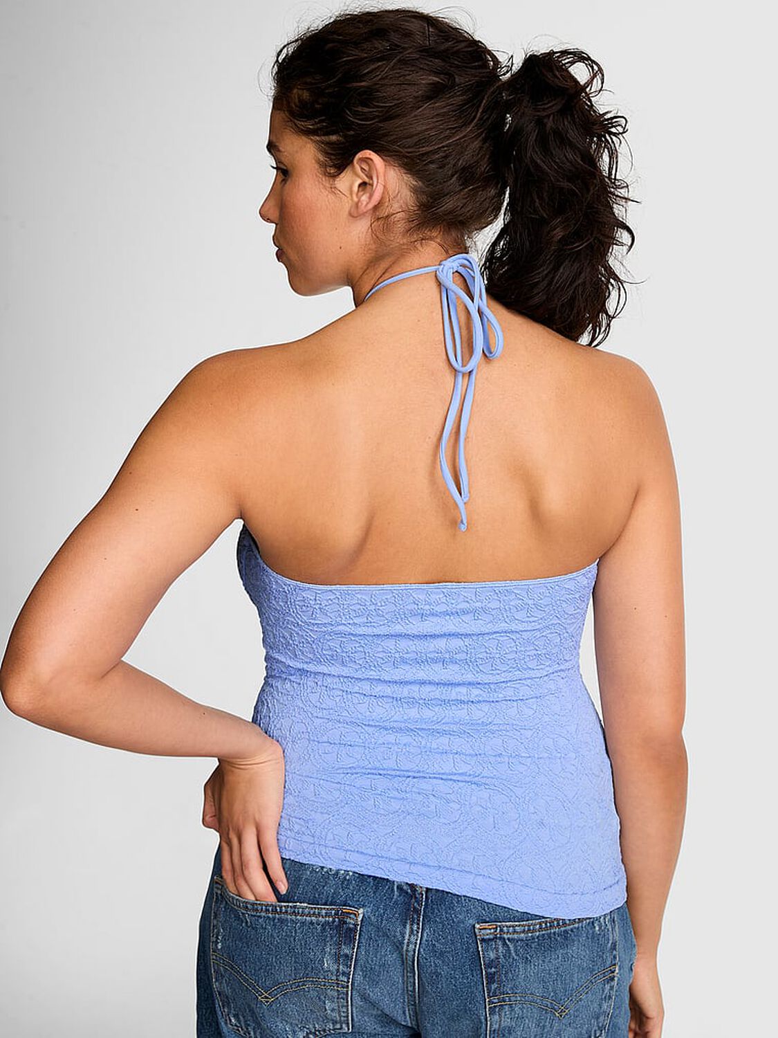 vs Pink Floral Jacquard Halter Top Seascape 2 of 3 