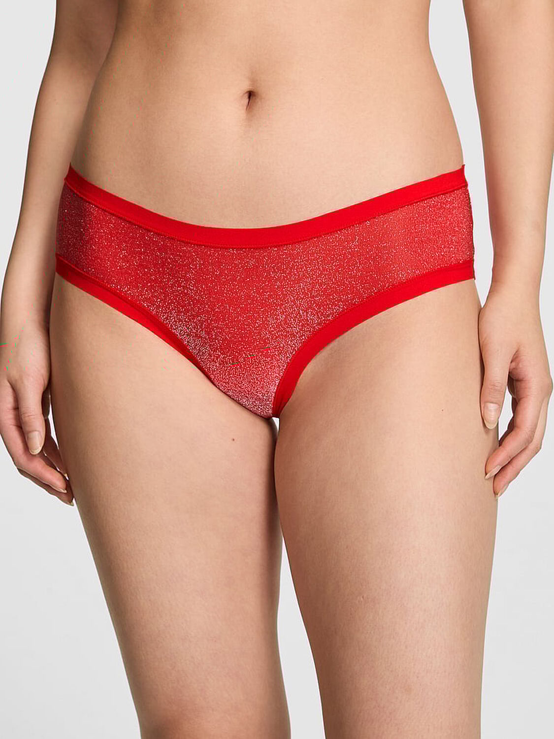vs Pink No-Show Cheeky Panty Bright Vermillion 1 of 2 