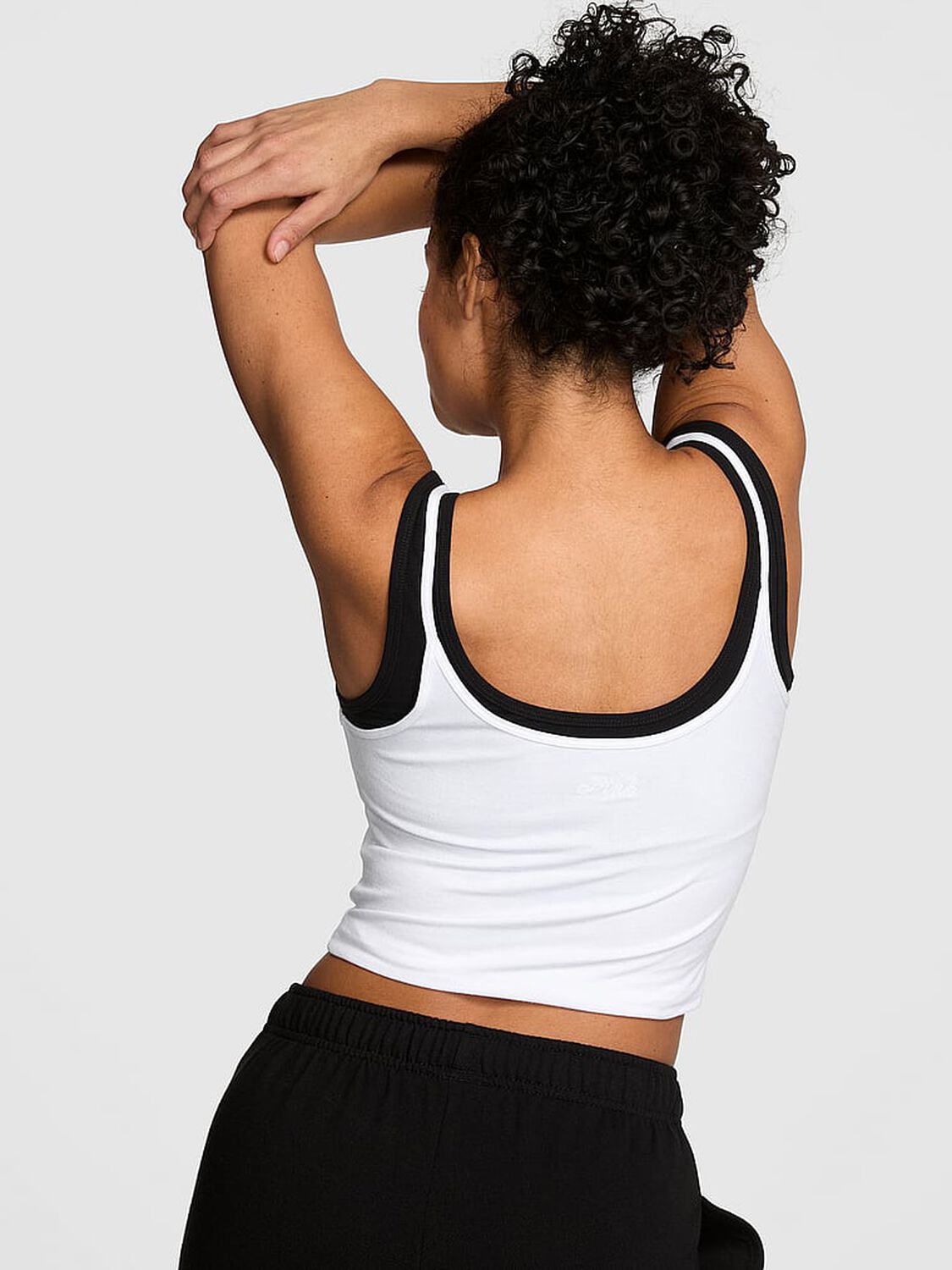 vs Pink All-Day Cotton&trade; Double Up Tank Vs White With Black Layer 2 of 3 