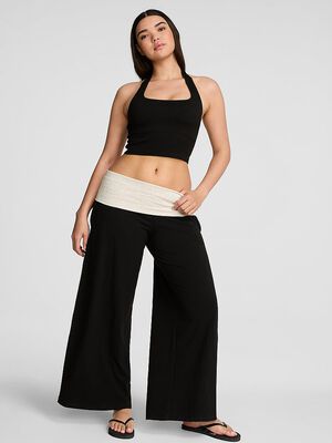 All-Day Cotton&trade; Foldover Wide-Leg Pants