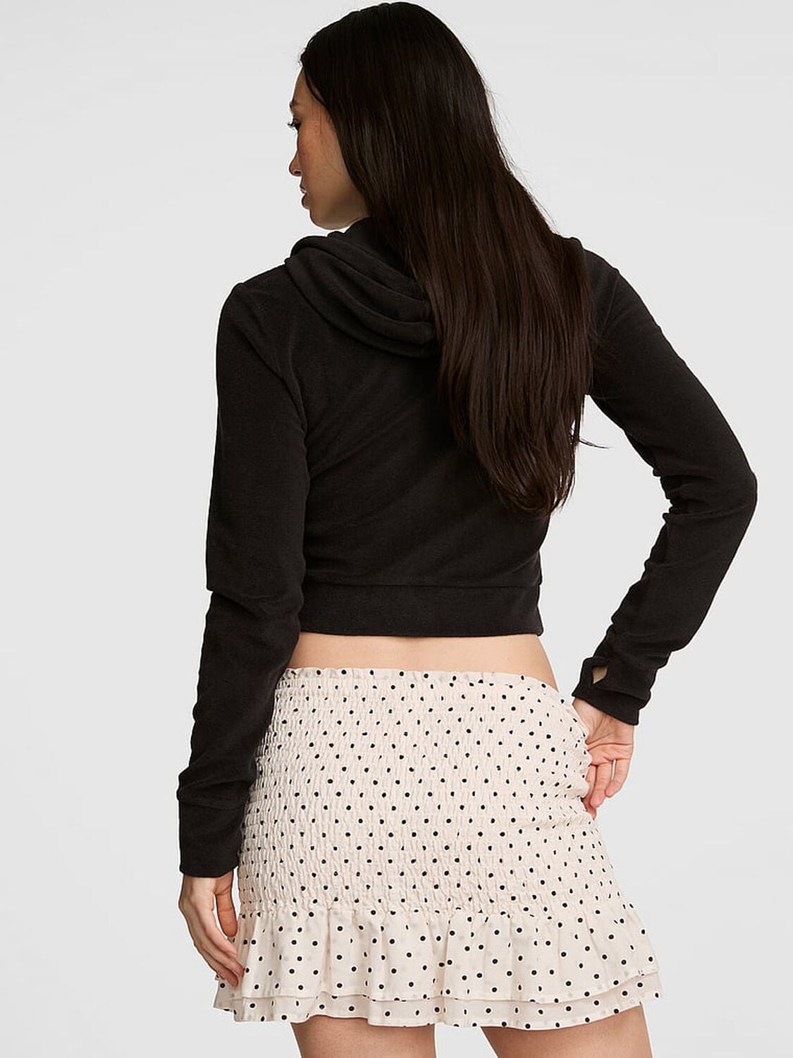 vs Pink Flirty Fit Smocked Mini Skirt White Dot 2 of 4 