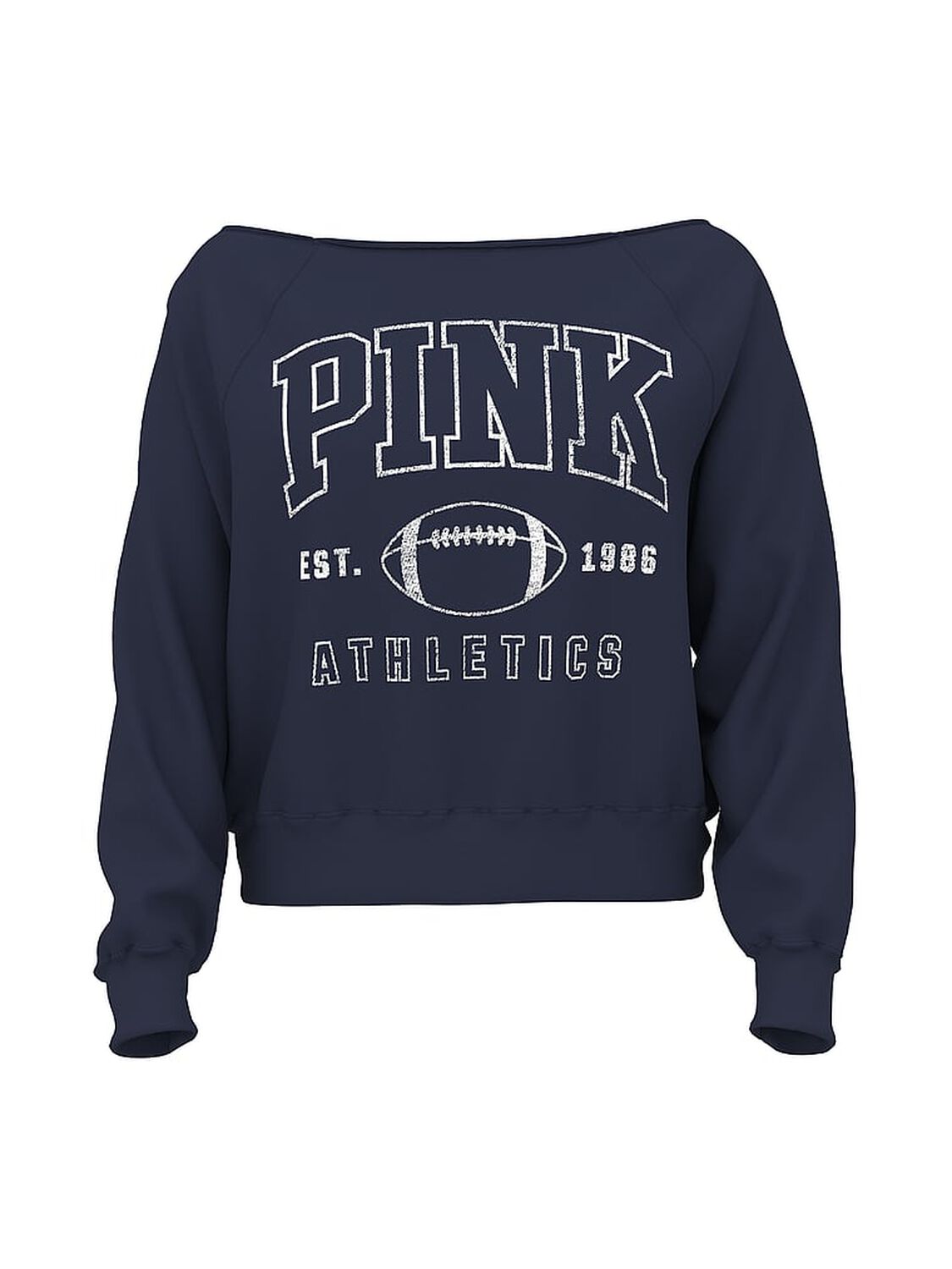 vs Pink Ivy Fleece Off-The-Shoulder Sweatshirt Noir Navy Game Day 3 of 3 