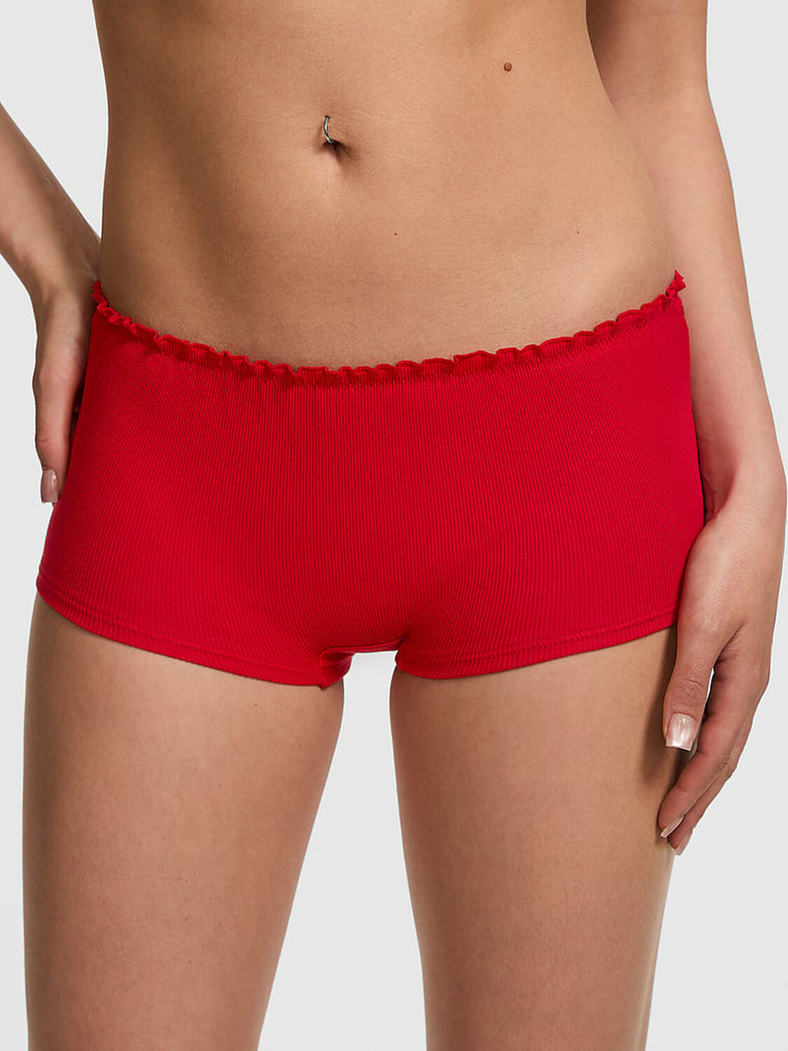 vs Pink Cotton Boyshort Panty Bright Vermillion Side Tie 2 of 2 