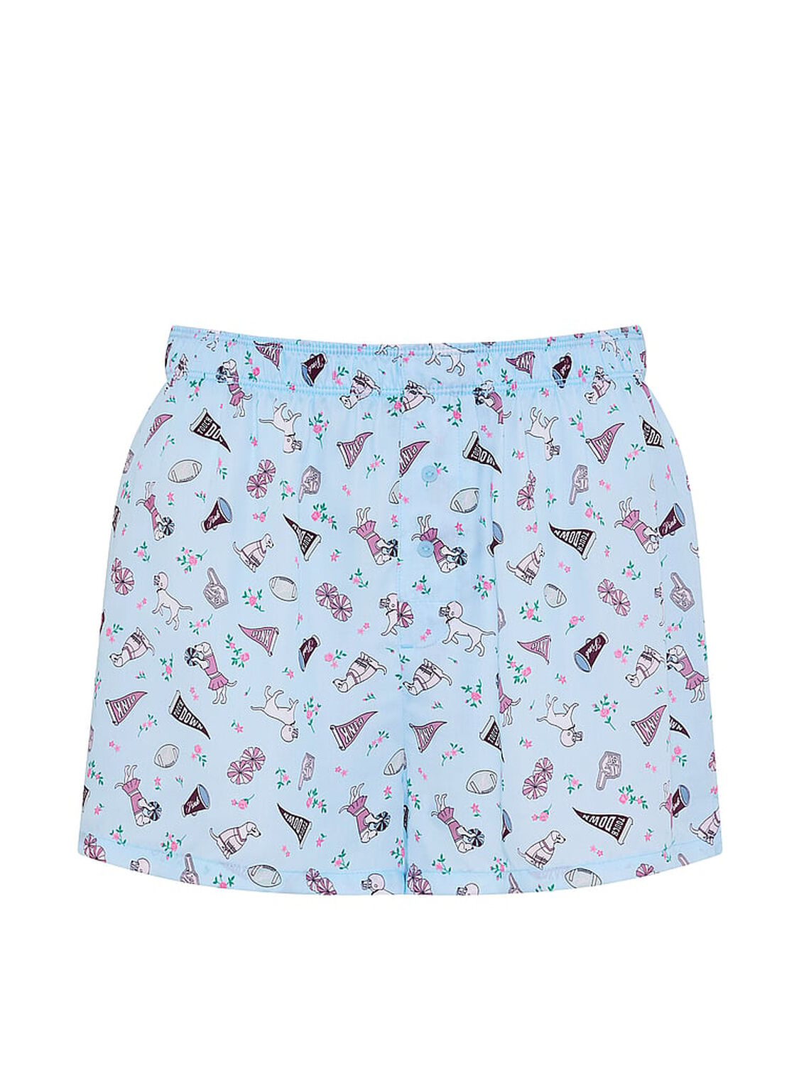 vs Pink Silky Sleep Boxy Pajama Shorts Ditsy Football Dogs 3 of 3 