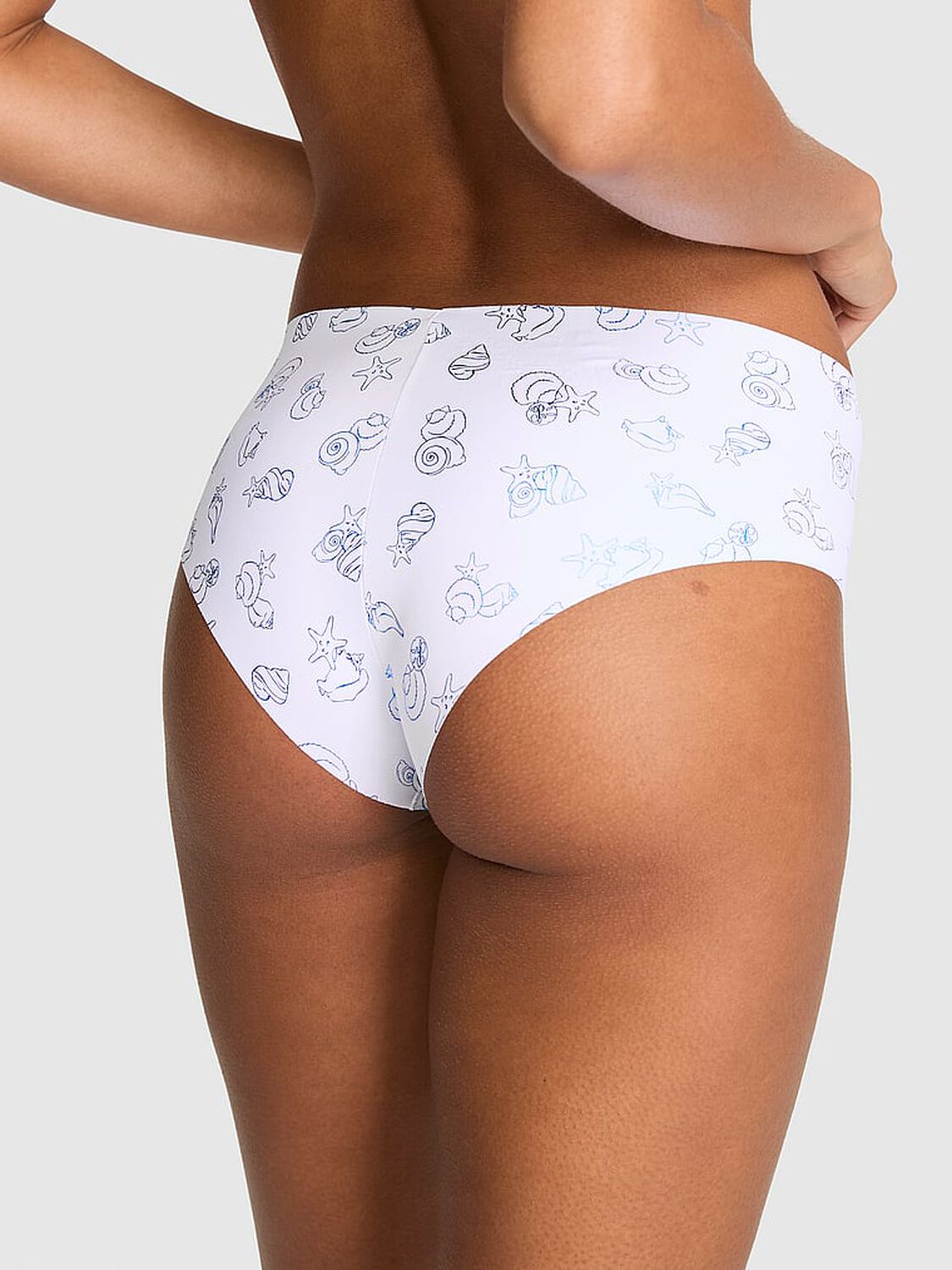 vs Pink No-Show Cheeky Panty White Shell Foil Print 2 of 2 