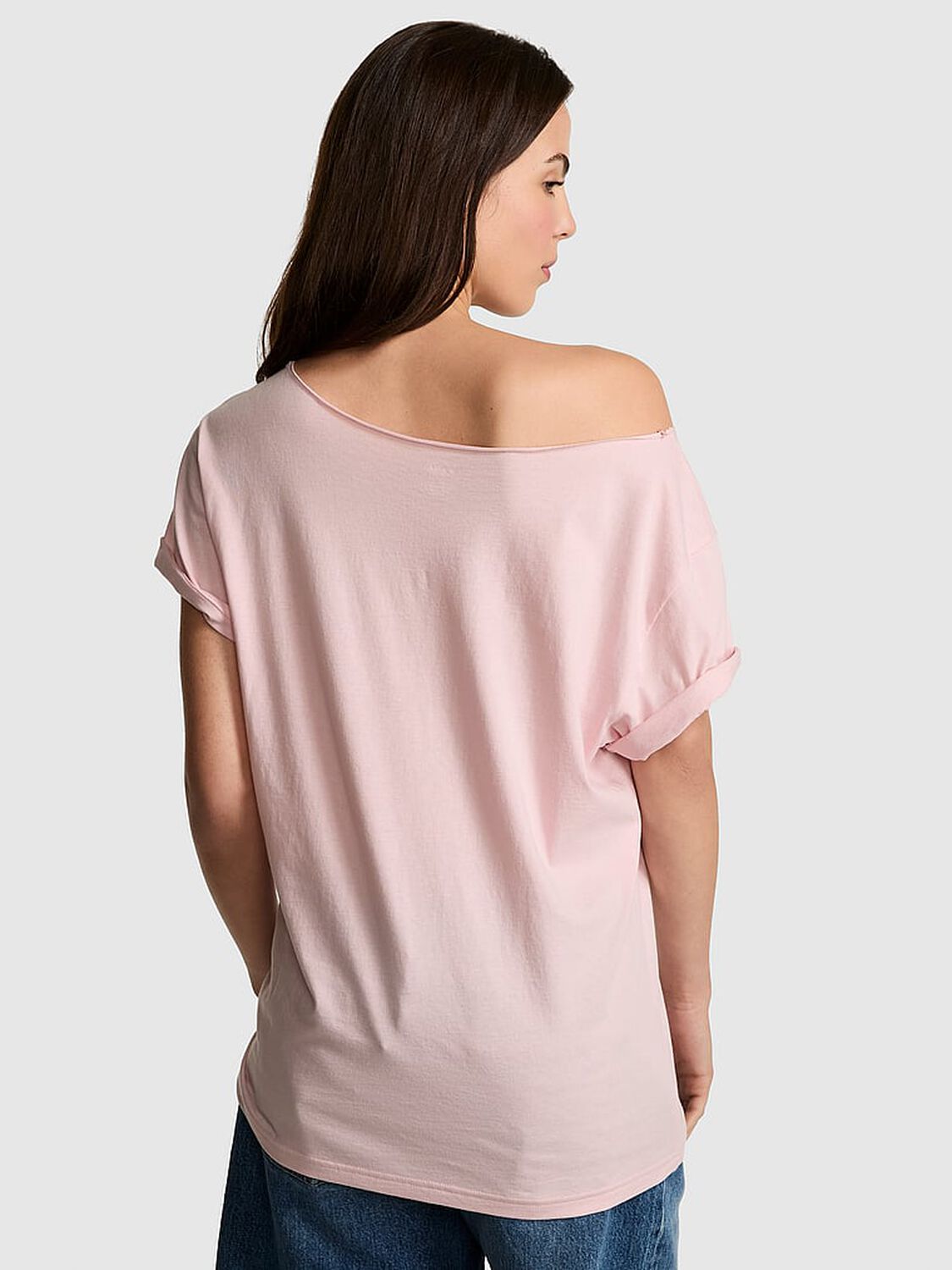 vs Pink Campus Cotton Off-The-Shoulder Tee Doll House Core Logo 2 of 3 