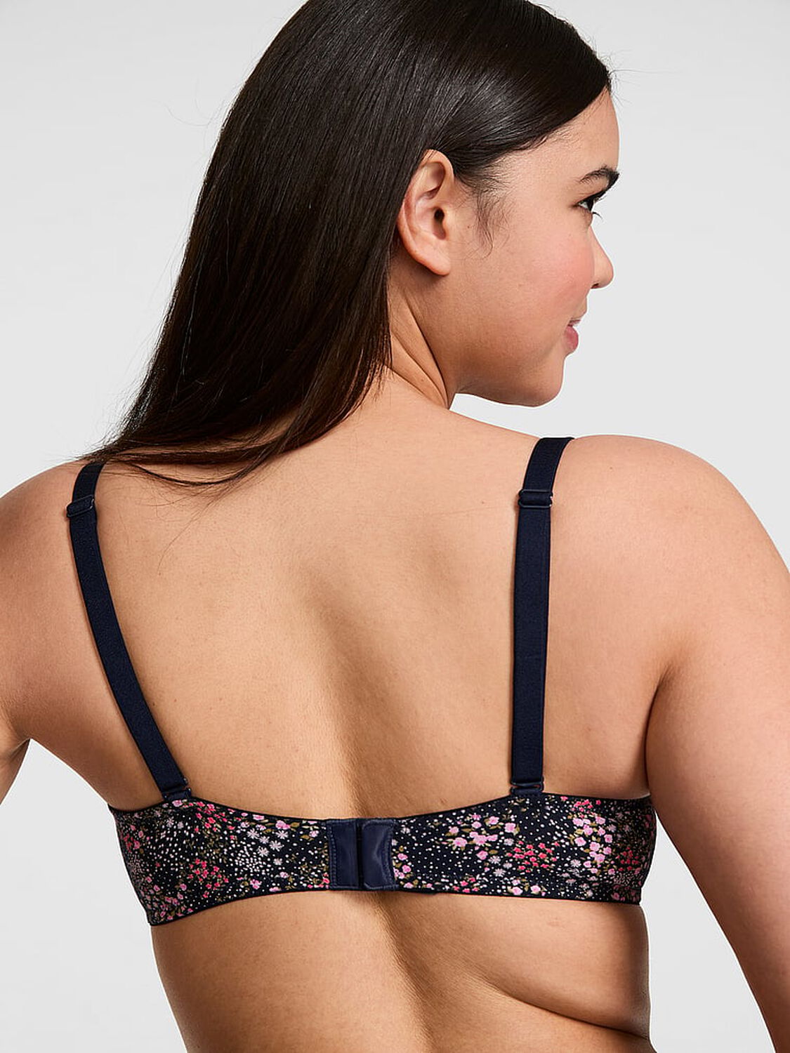 vs Pink Wear Everywhere Wear Everywhere&trade; Super Push-Up Bra Noir Navy Floral 2 of 3 