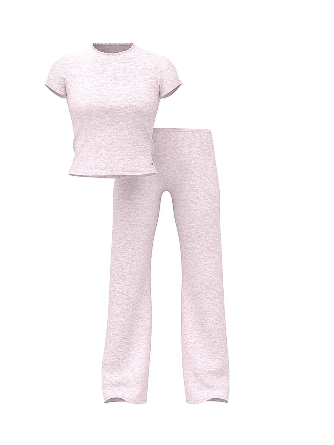 vs Pink Pointelle Tee & Pajama Pant Set Heathered Pink Petal Shine 3 of 4 