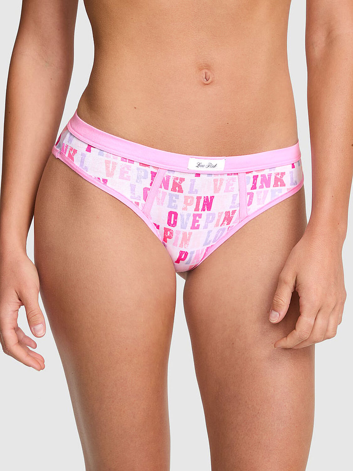 vs Pink Cotton Cheeky Panty White With Love Pink Print 1 of 3 