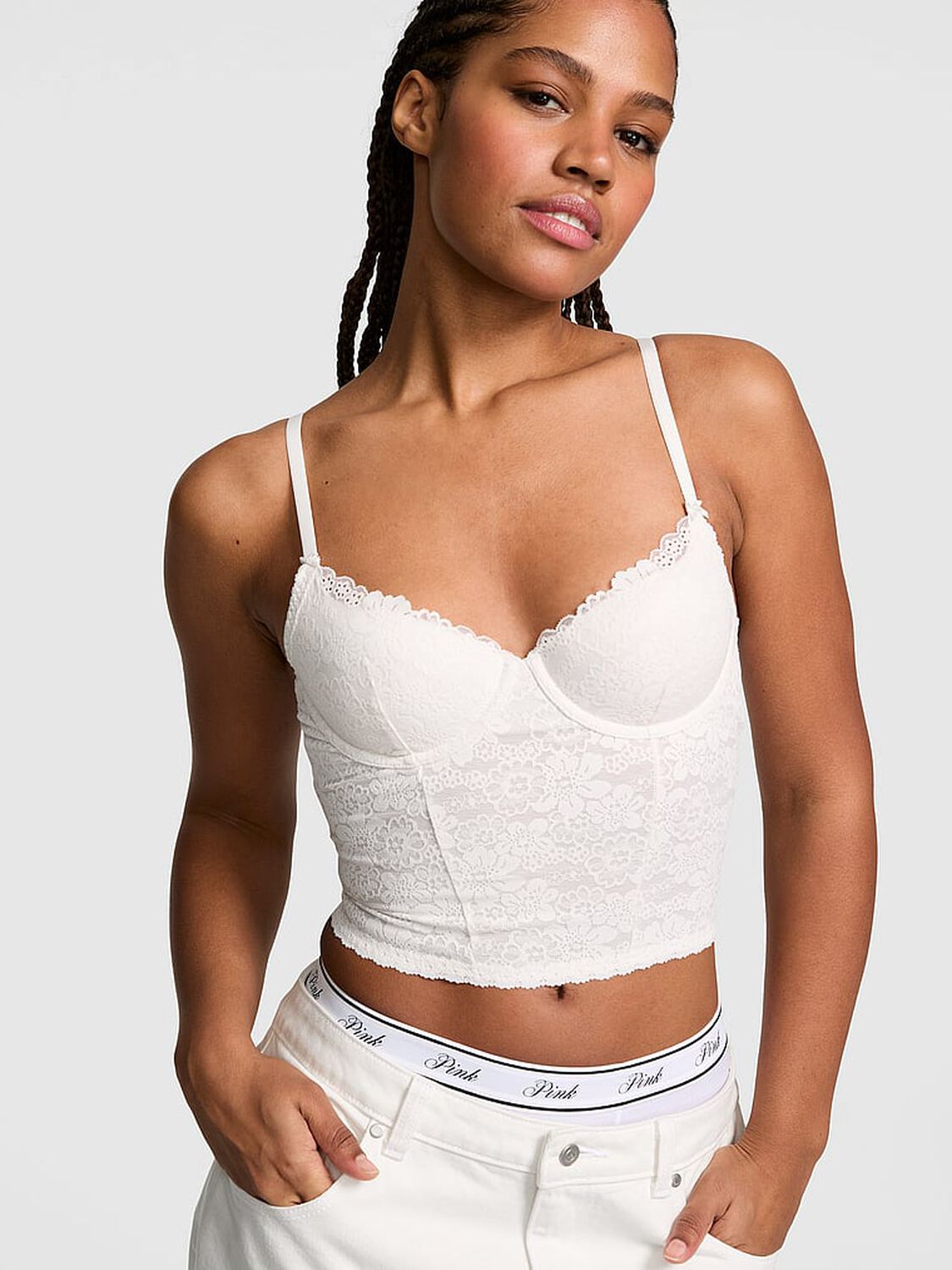 vs Pink Wink PINK Wink&trade; Lightly Lined Scoop Corset Top Coconut White 1 of 3 