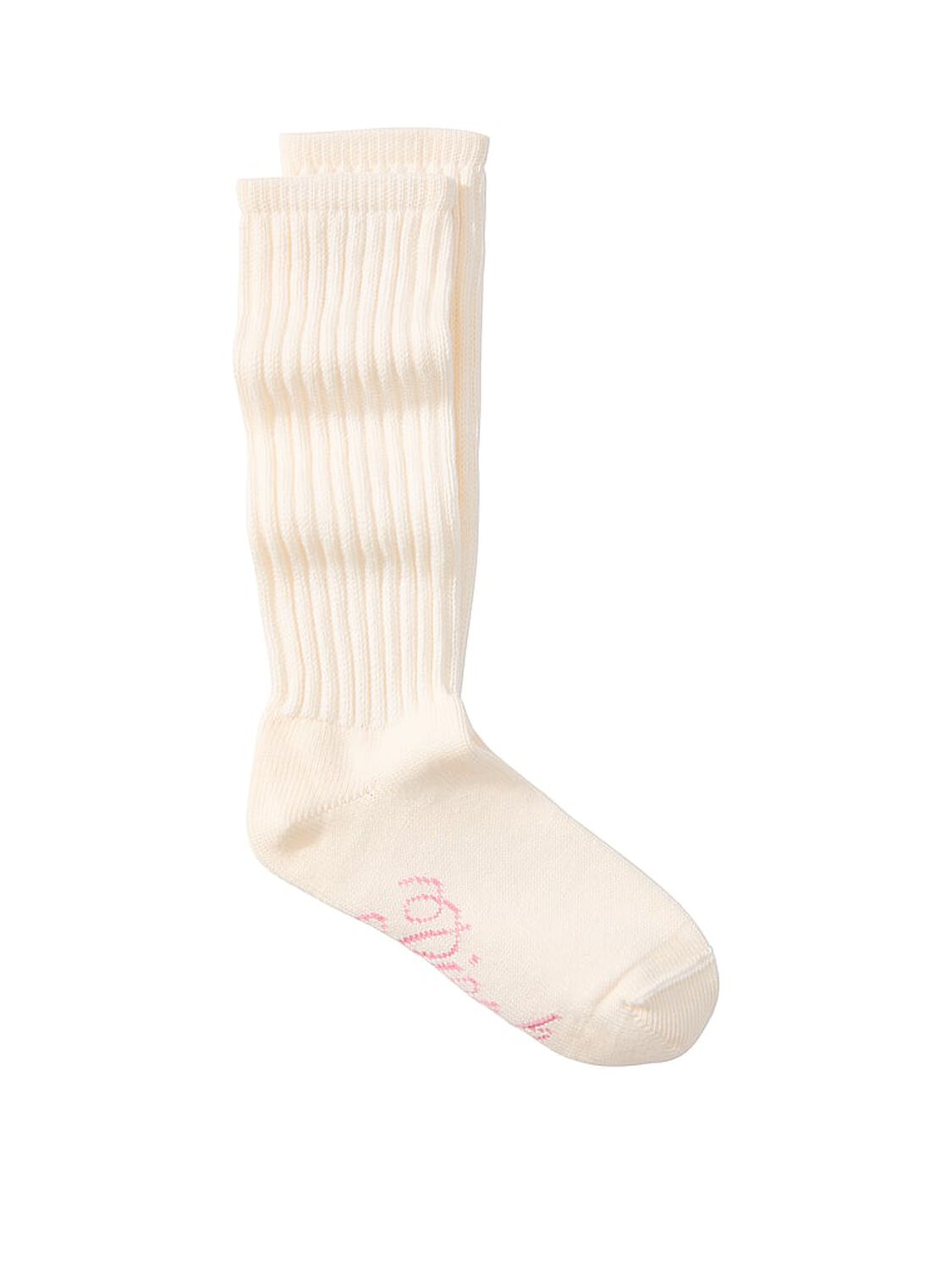vs Pink Ribbed Slouch Socks Cozy White 1 of 2 