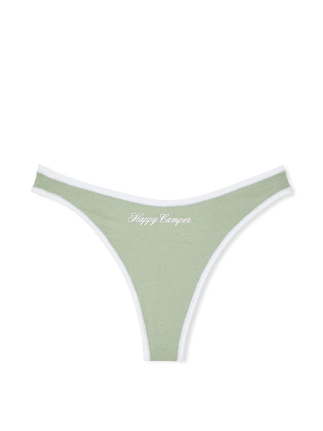 vs Pink Cotton High-Leg Thong Panty Green Garden Happy Camper Graphic 1 of 2 