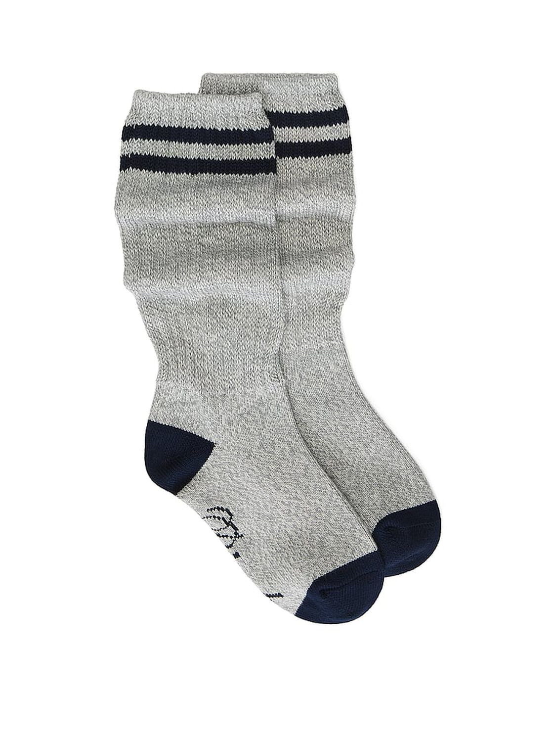 vs Pink Ribbed Slouch Socks Heather Grey Athletic Stripe 1 of 1 