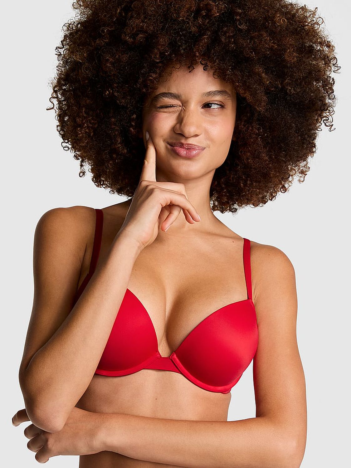 vs Pink Wear Everywhere Wear Everywhere Super Push-Up Bra Red Pepper 1 of 3 