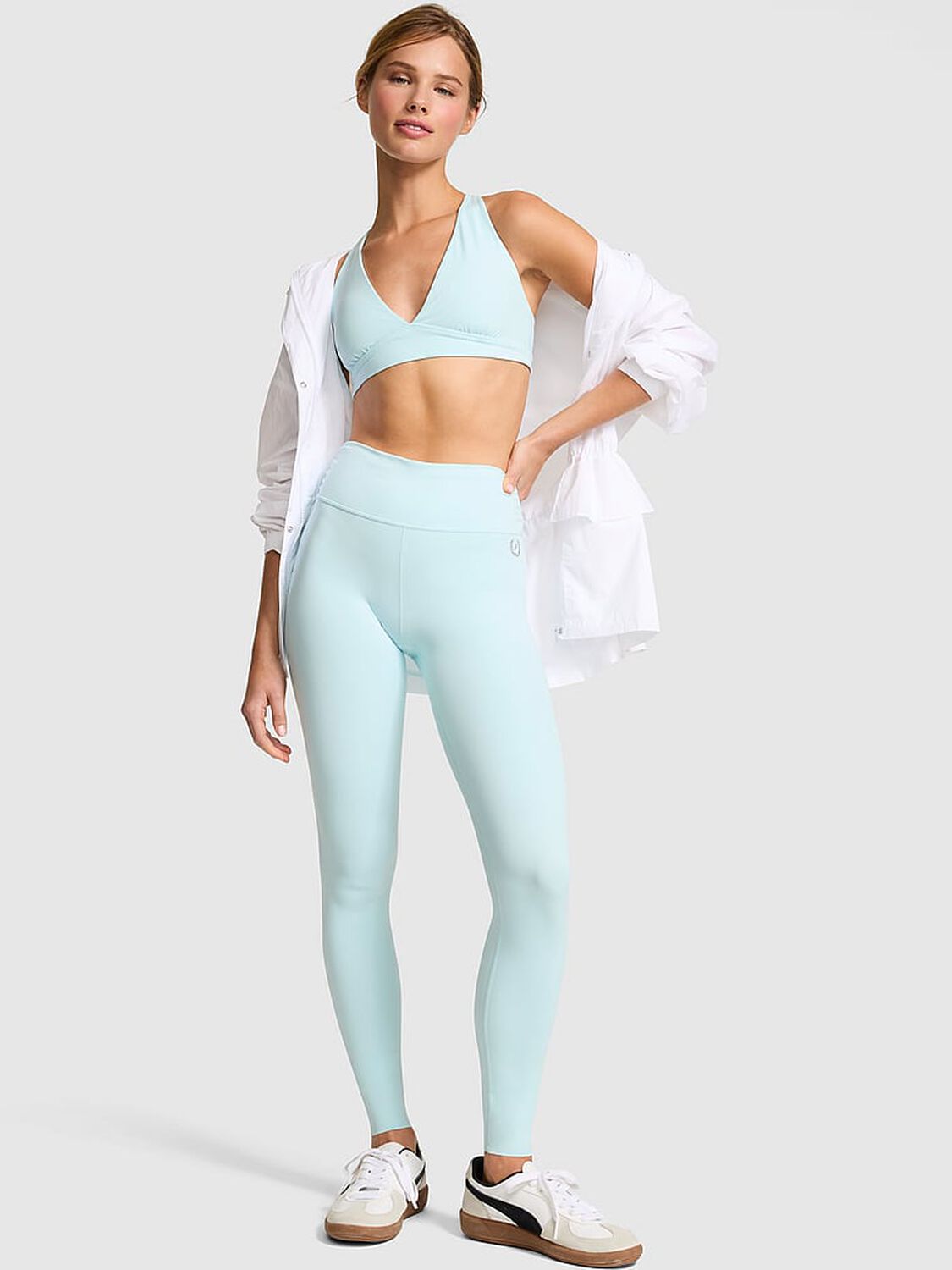 vs Pink PINK Relay&trade; Ruched Leggings Spray Blue 1 of 3 