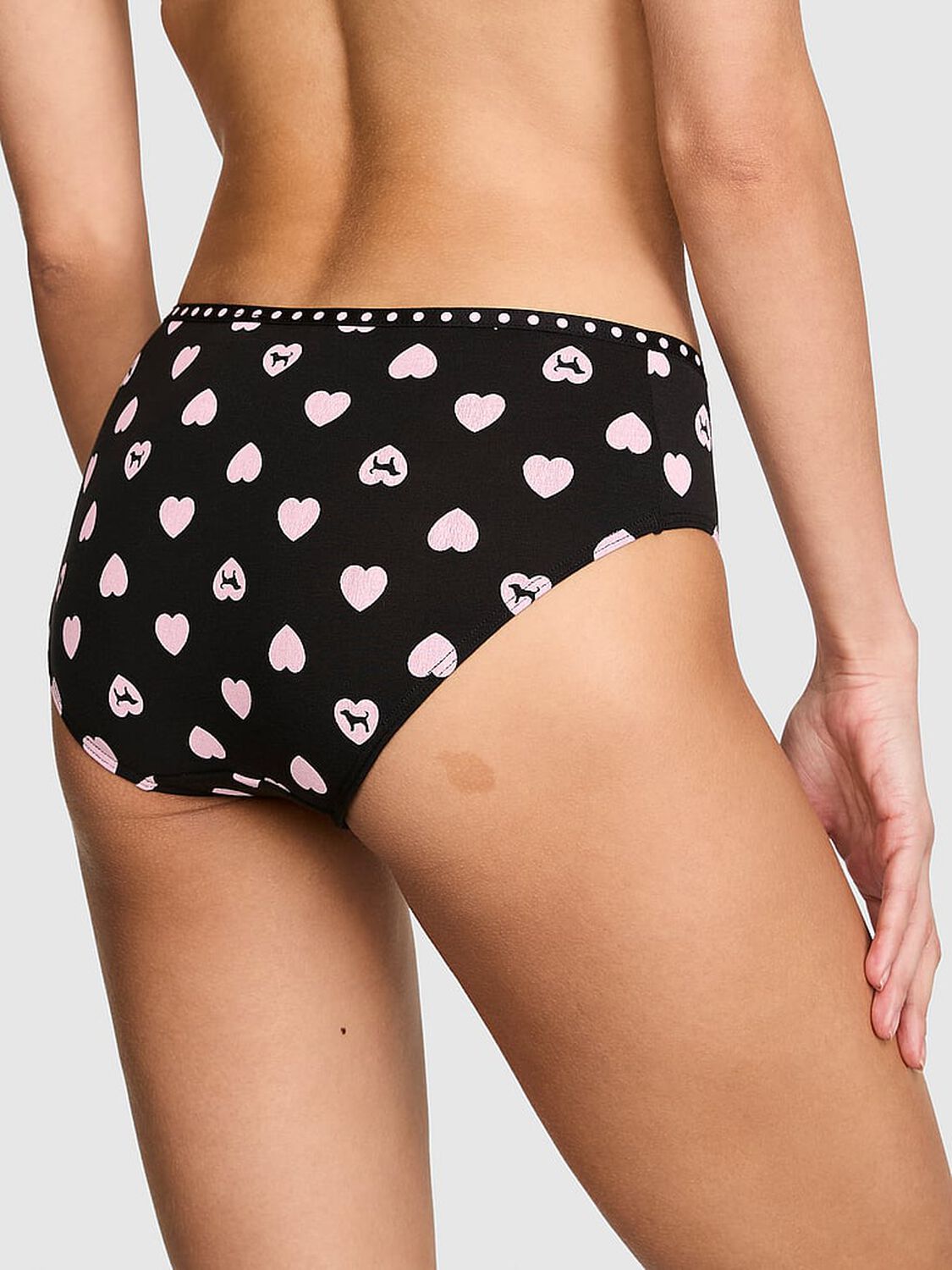 vs Pink Logo Hiphugger Panty Black Heart Dog Print 2 of 3 