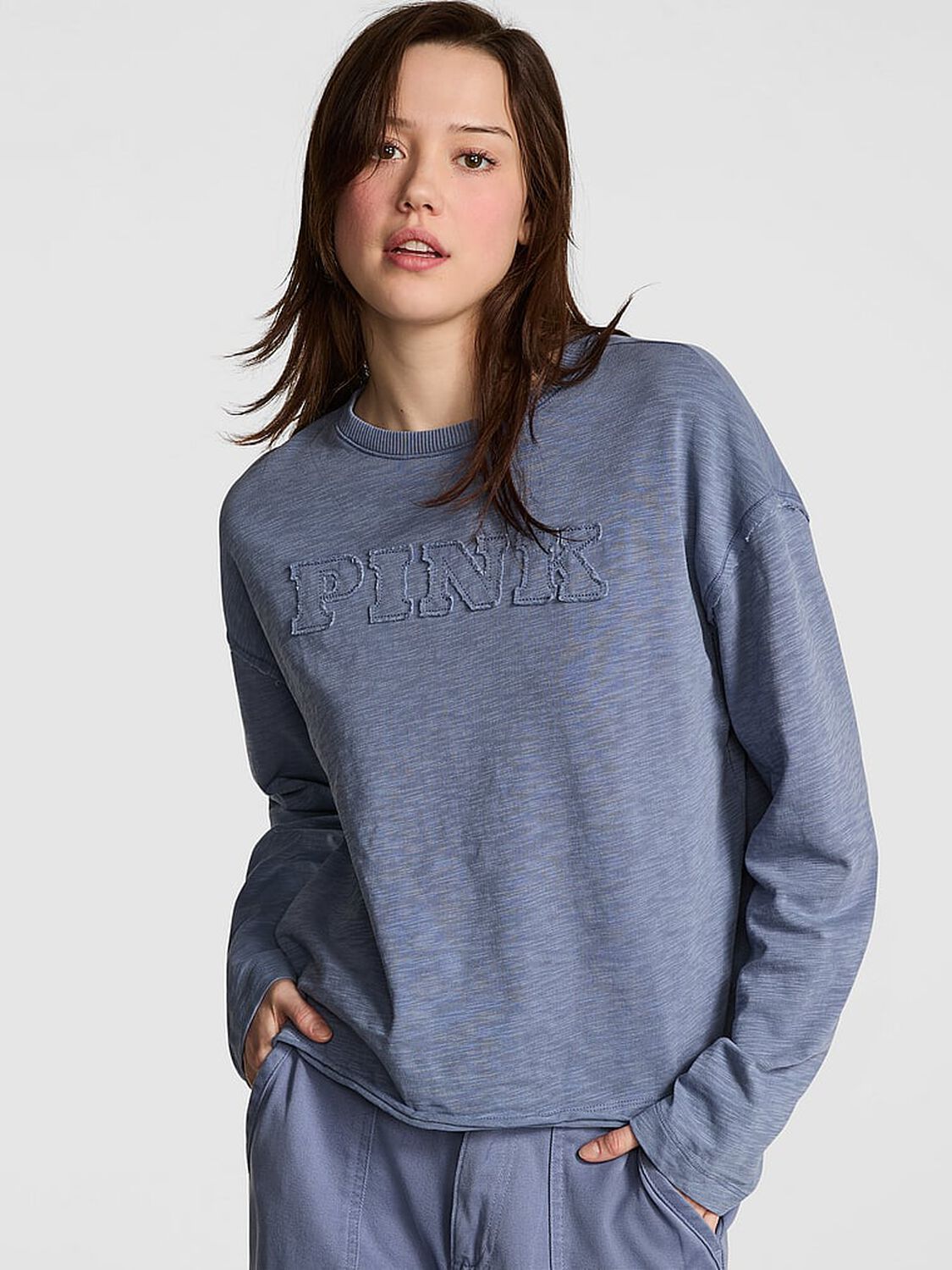 vs Pink Lightweight Lounge Crew Sweatshirt Dusty Iris 1 of 2 