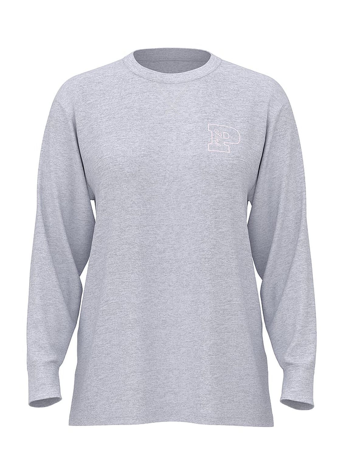 vs Pink Campus Cotton Long-Sleeve Tee Med Hthr Grey Core 3 of 3 