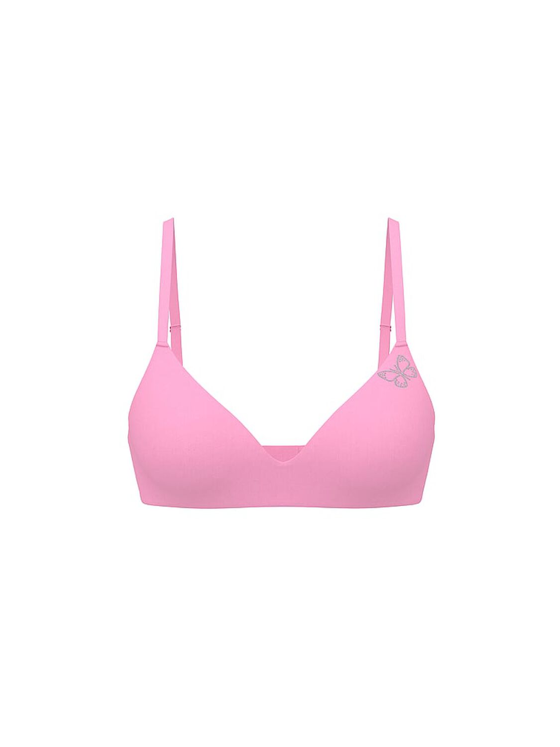 vs Pink Wear Everywhere Wear Everywhere Lightly Lined Wireless Bra Pink Lollipop Butterfly Bling 3 of 4 