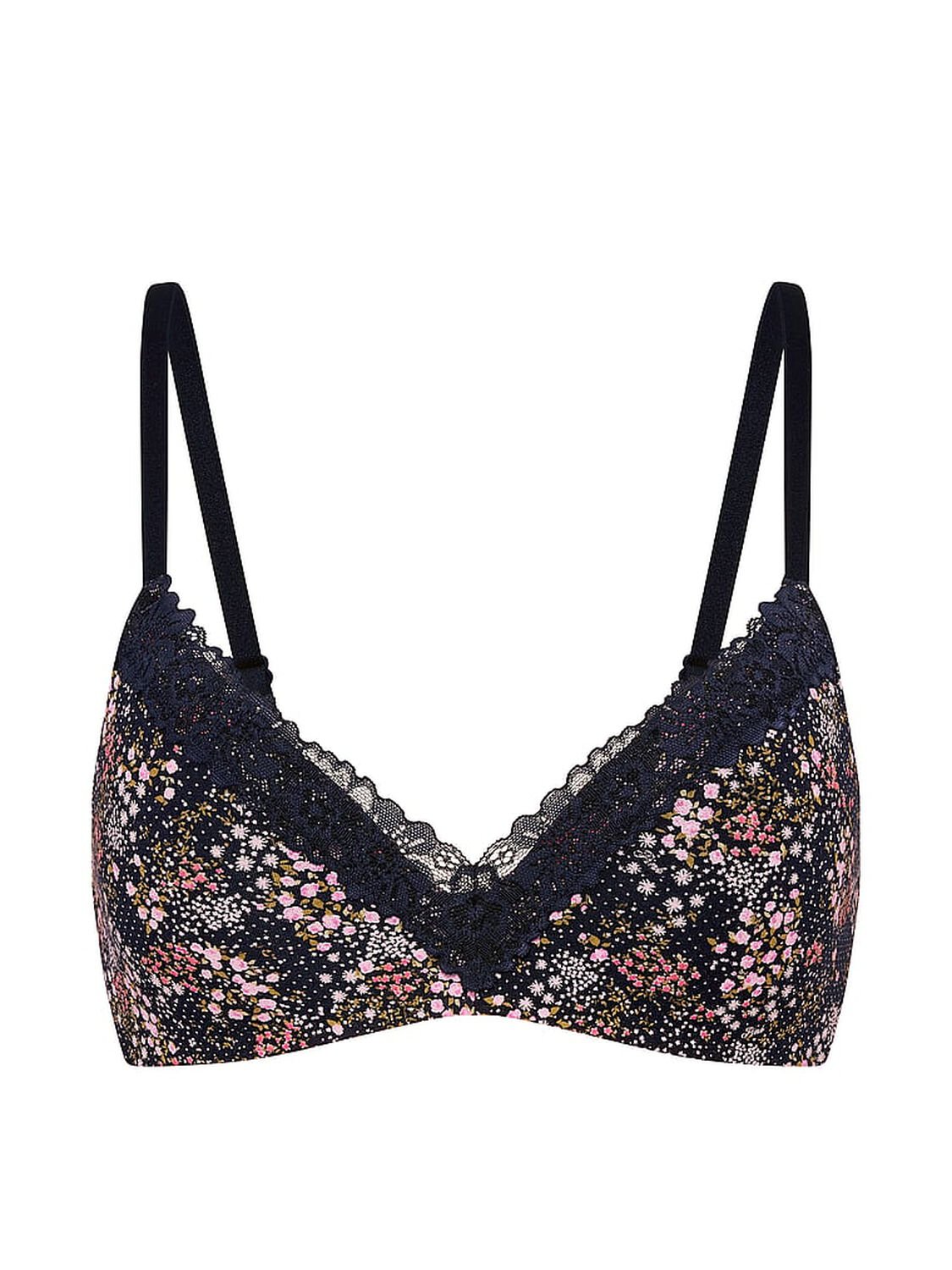 vs Pink Wear Everywhere Wear Everywhere Push-Up Wireless Bra Noir Navy Floral 3 of 3 