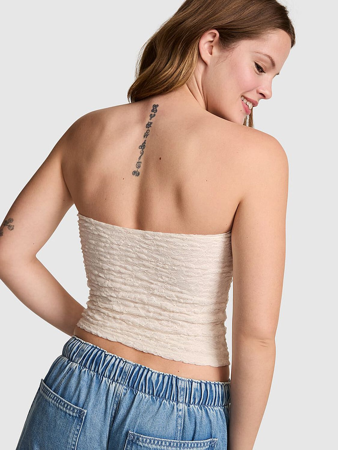 vs Pink PINK Base Stretch&trade; Strappy Halter Top Winter White 2 of 2 