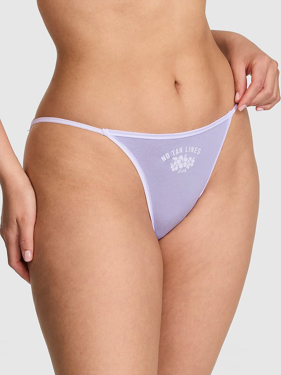 vs Pink Cotton String Bikini Panty Sweet Lavender With No Tan Lines Graphic 1 of 3 