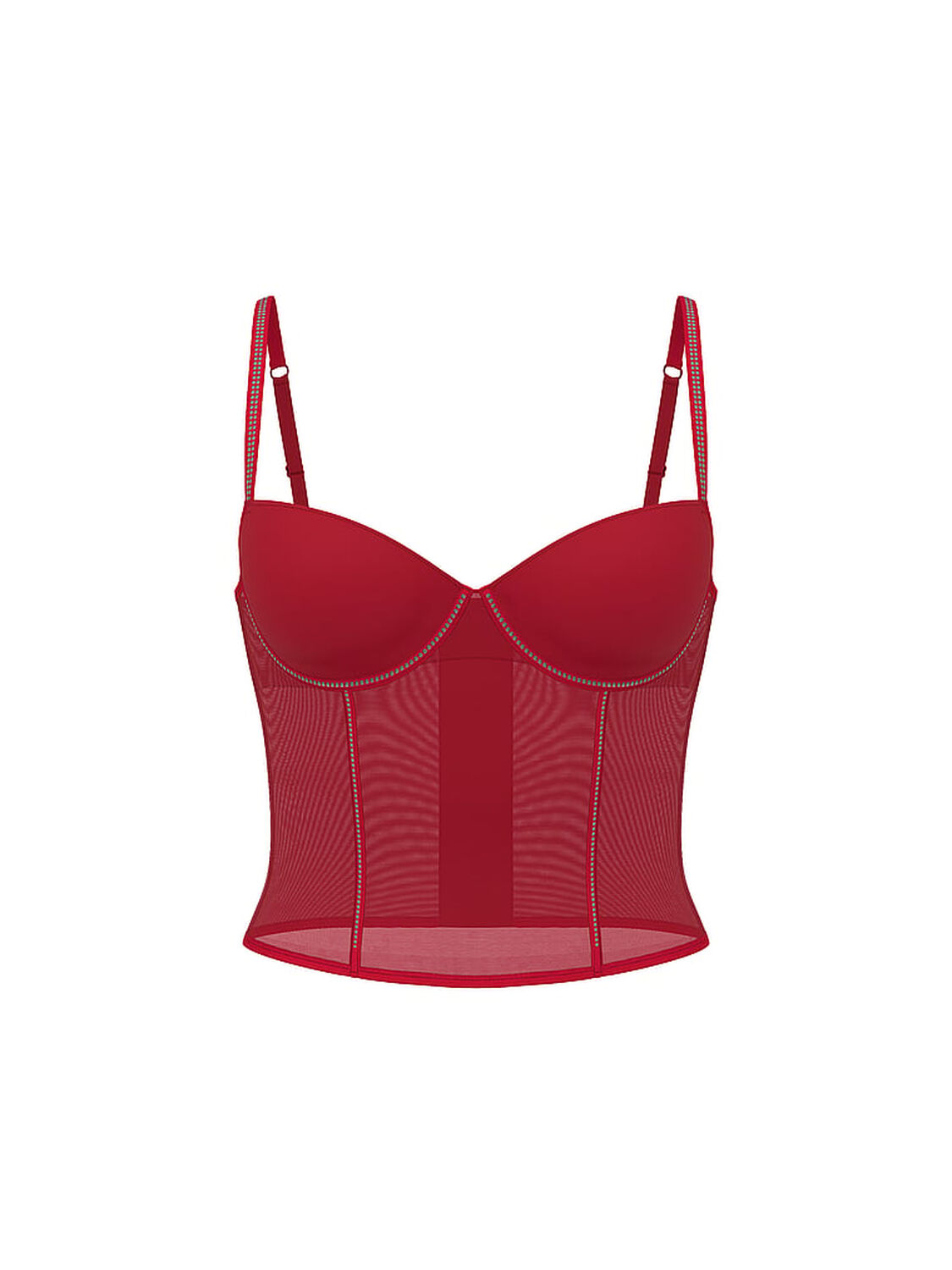 vs Pink Wink Wink Lightly Lined Corset Top Red Lacquer 1 of 3 