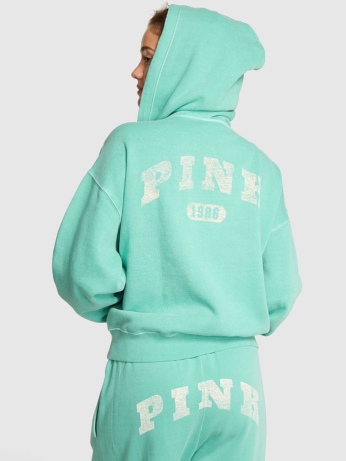 vs Pink Ivy Fleece Campus Full-Zip Hoodie Sweet Mint 2 of 3 
