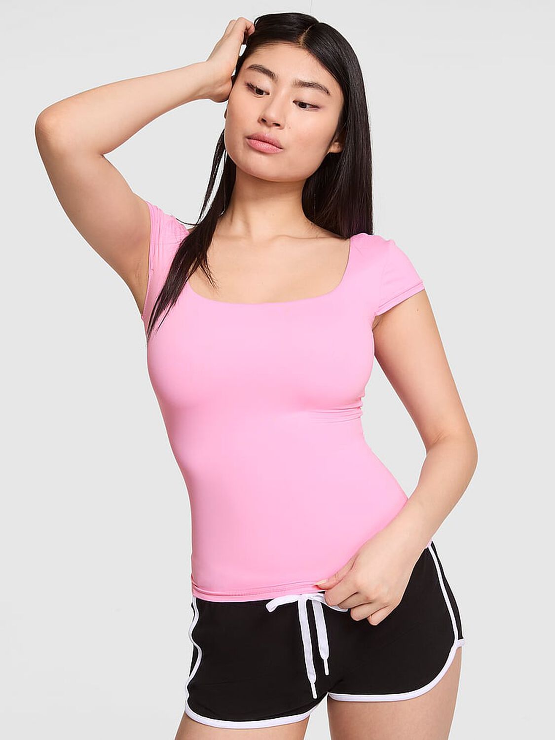 vs Pink Base Stretch Cap-Sleeve Tee Pink Lollipop 1 of 2 