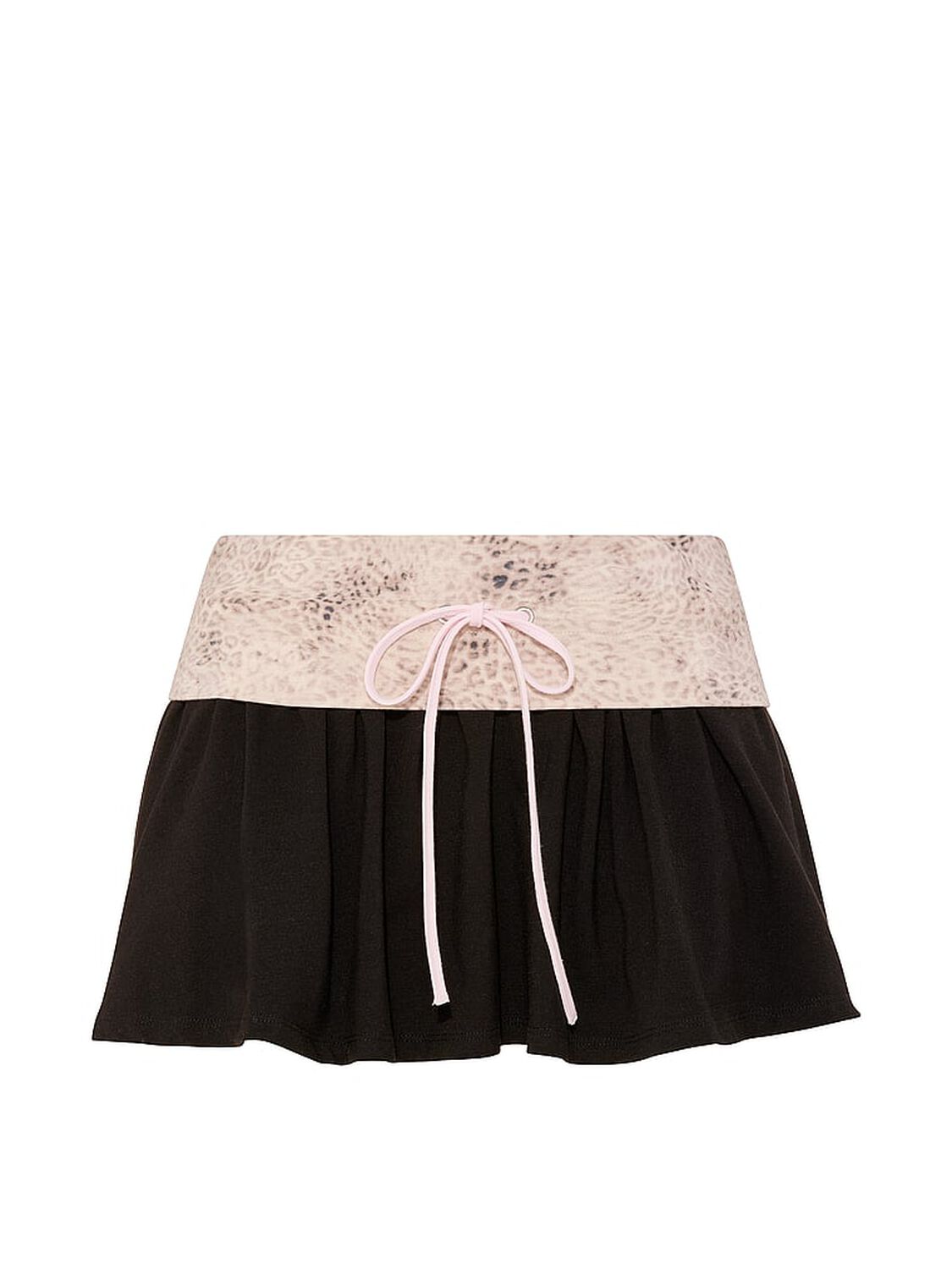 vs Pink All-Day Cotton&trade; Foldover Flirty Mini Skort Pure Black & Natural Leopard 3 of 3 