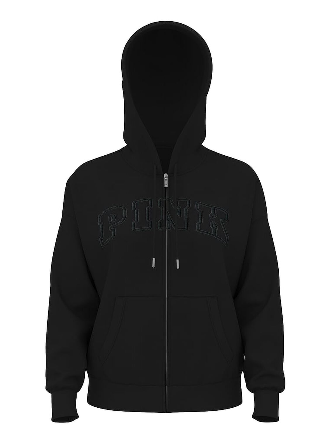 vs Pink Ivy Fleece Campus Full-Zip Hoodie Pure Black Holiday 3 of 3 