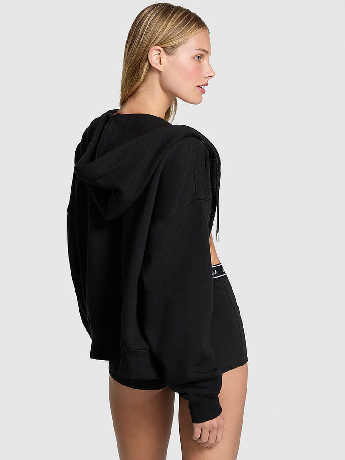 vs Pink Ivy Fleece Campus Full-Zip Hoodie Pure Black Holiday 2 of 3 