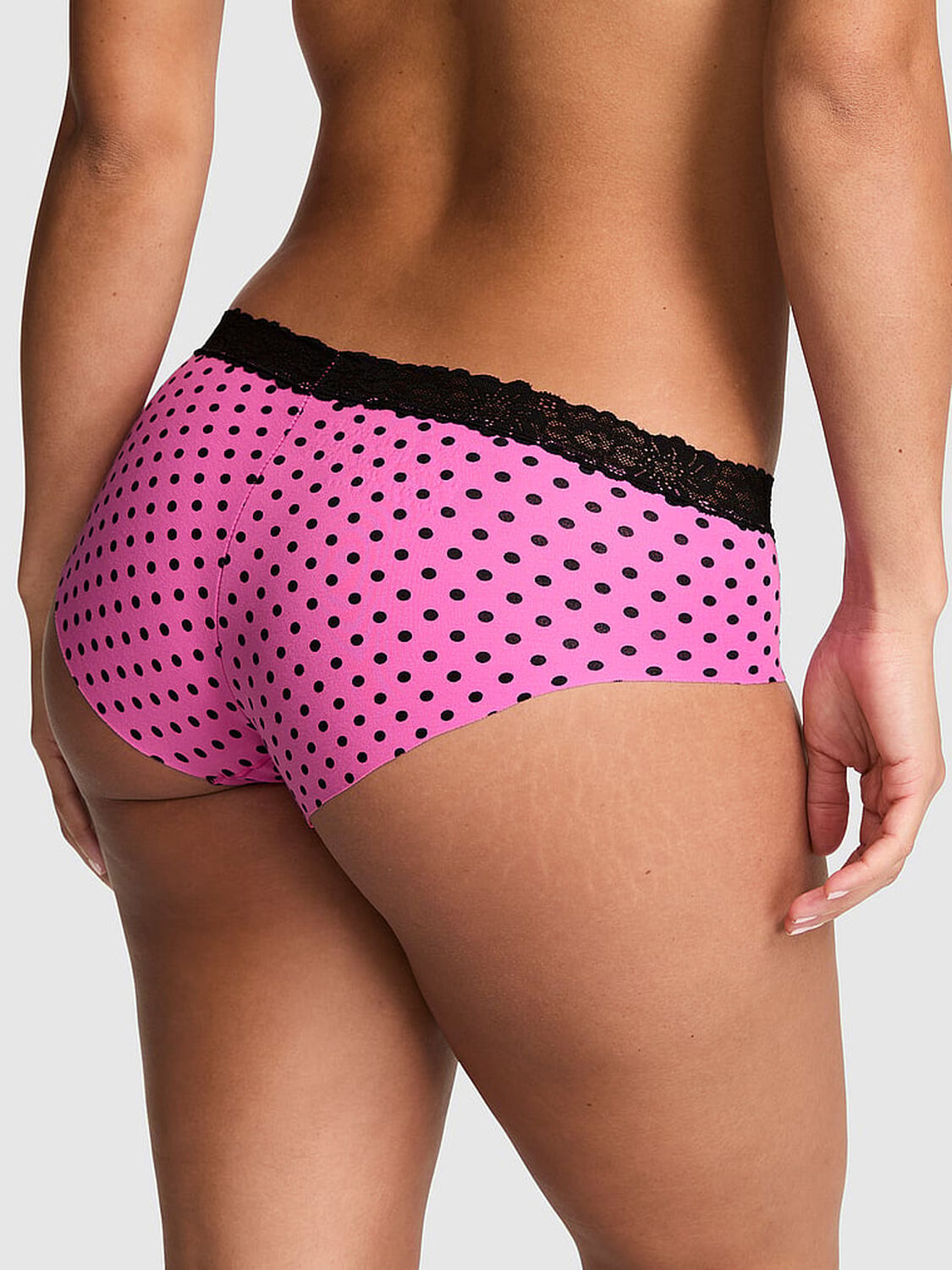 vs Pink No-Show Cotton Hiphugger Panty Sizzling Strawberry And Black Dot 2 of 3 