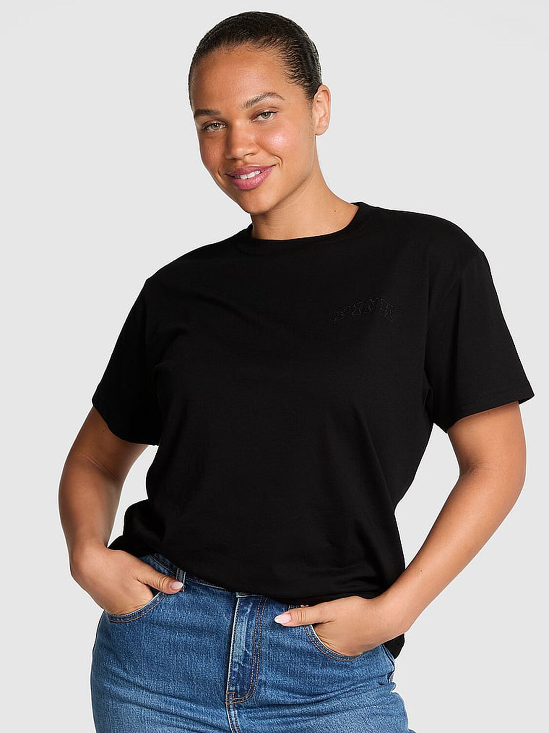 pink Pink Campus Cotton Tee Pure Black 1 of 2 