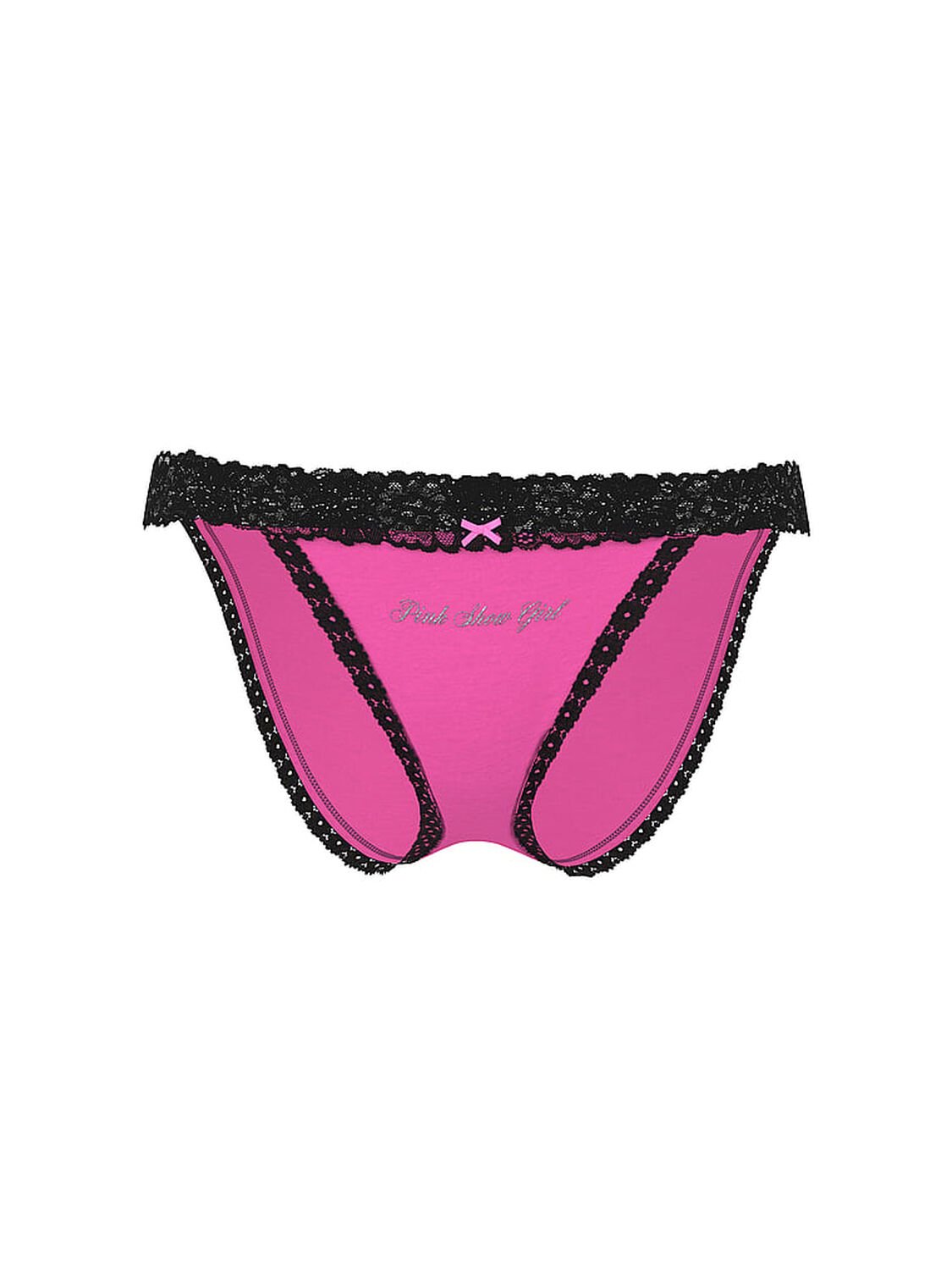 vs Pink Cotton Lace-Trim Bikini Panty Pink Gossip Showgirl Graphic 3 of 4 