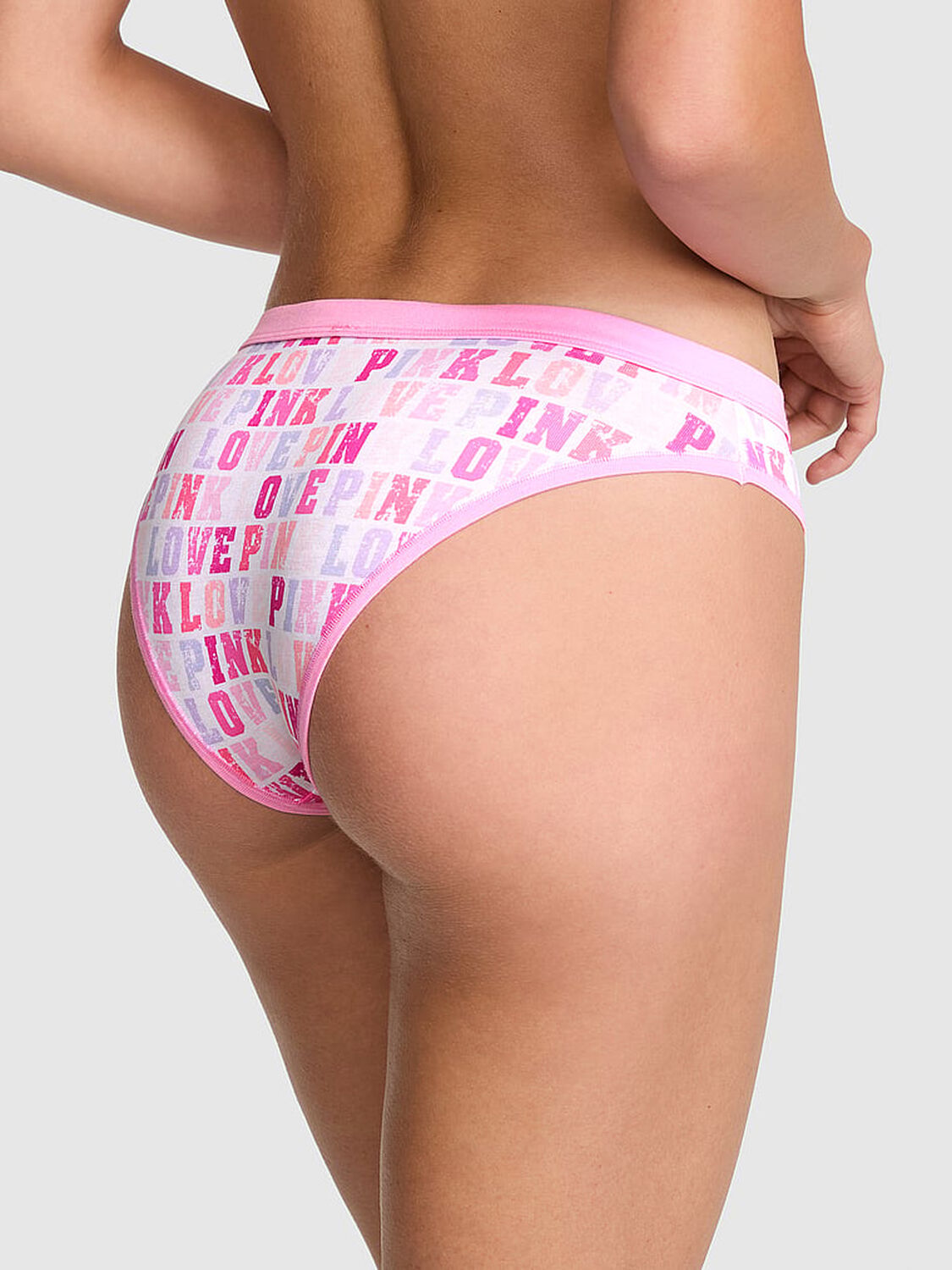 vs Pink Cotton Cheeky Panty White With Love Pink Print 2 of 3 