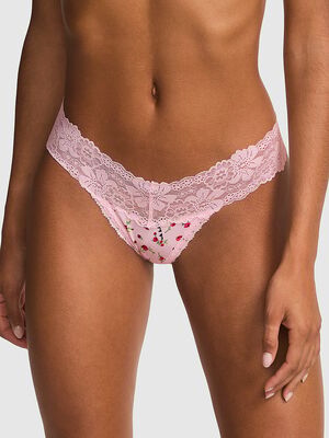 PINK Wink&trade; Lace-Trim Cotton Thong Panty